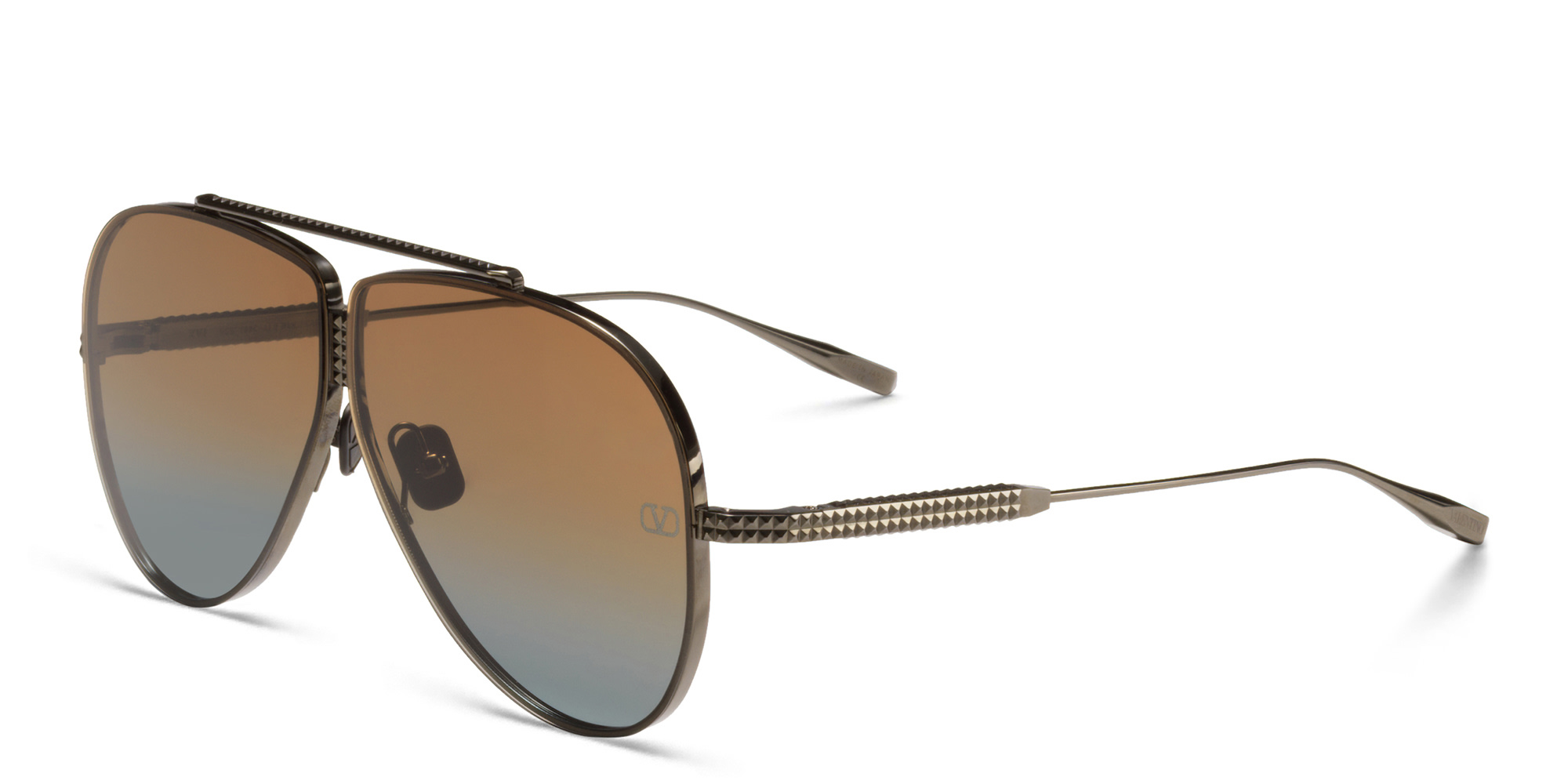 Shop VALENTINO Unisex Aviator Sunglasses in Black online.