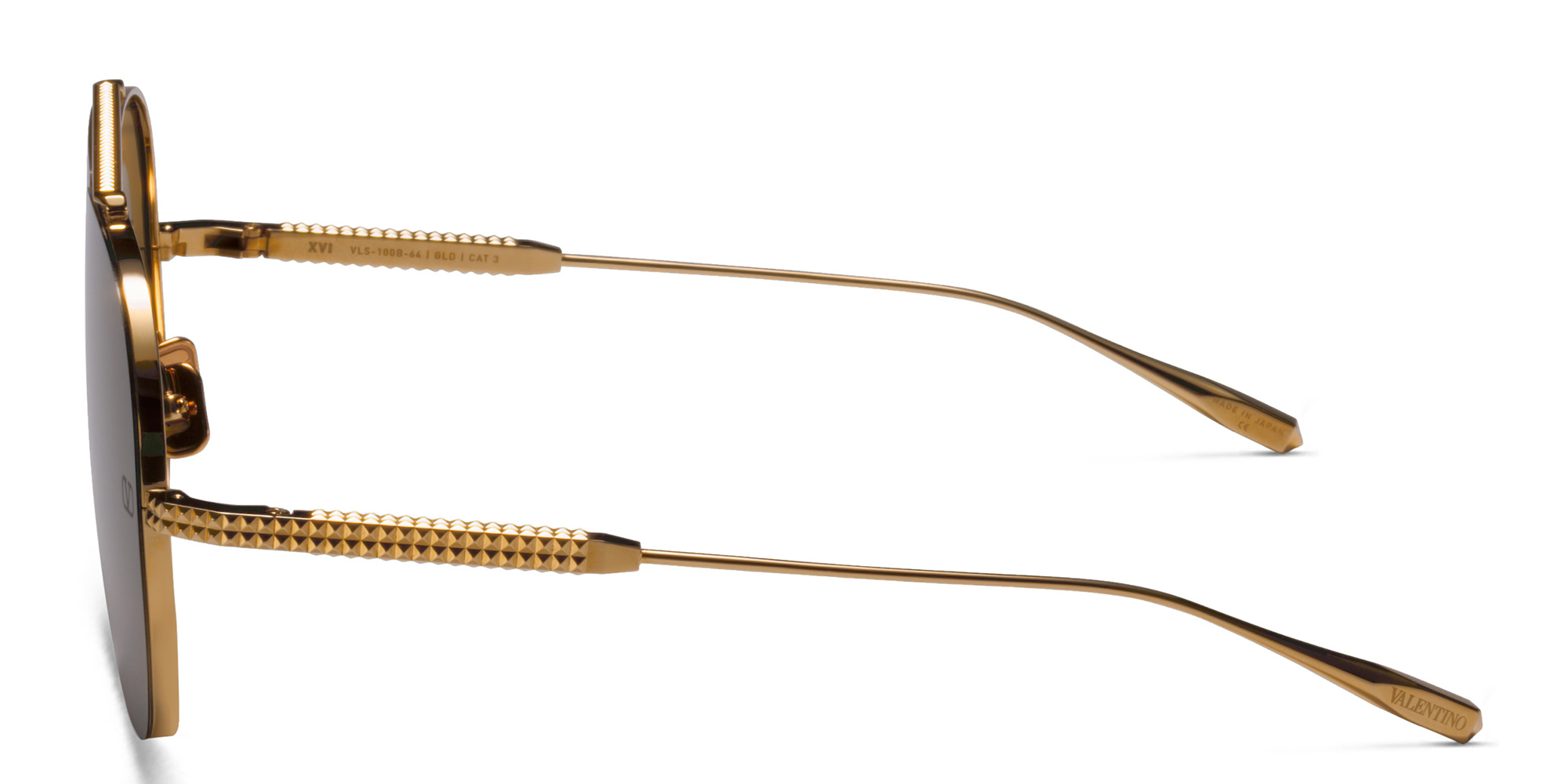 Shop VALENTINO Unisex Aviator Sunglasses in Gold online.