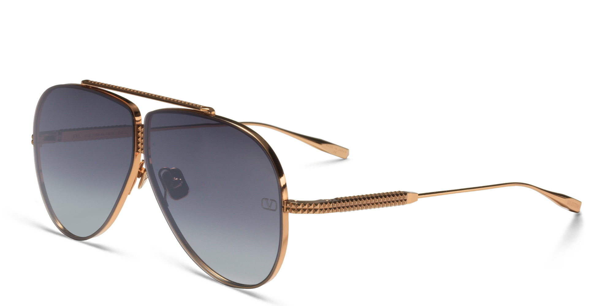 Shop VALENTINO XVI Unisex Aviator Sunglasses in Rose Gold online.