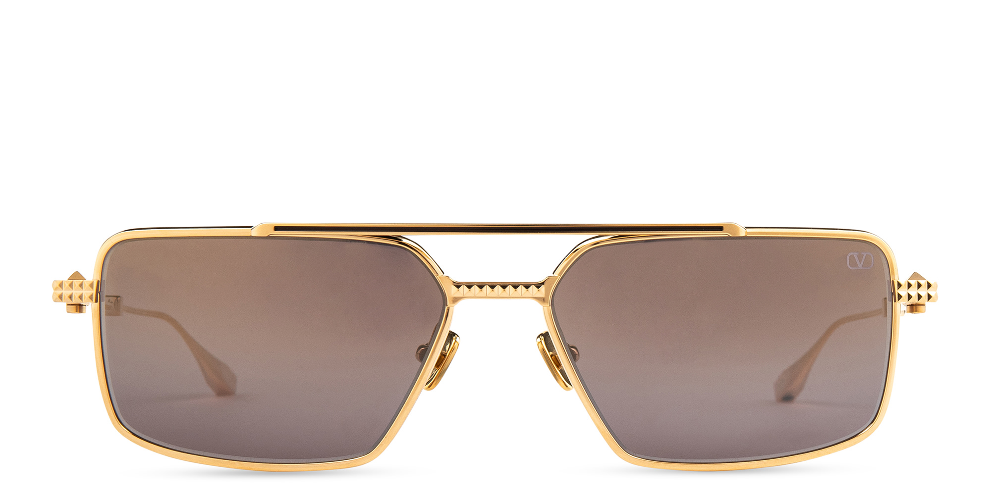 Shop VALENTINO Unisex Aviator Sunglasses in Gold online.