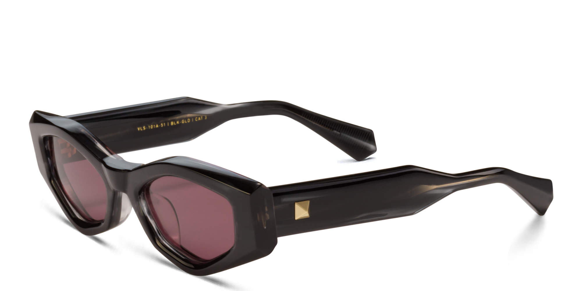 Shop VALENTINO Irregular Sunglasses in Black online.