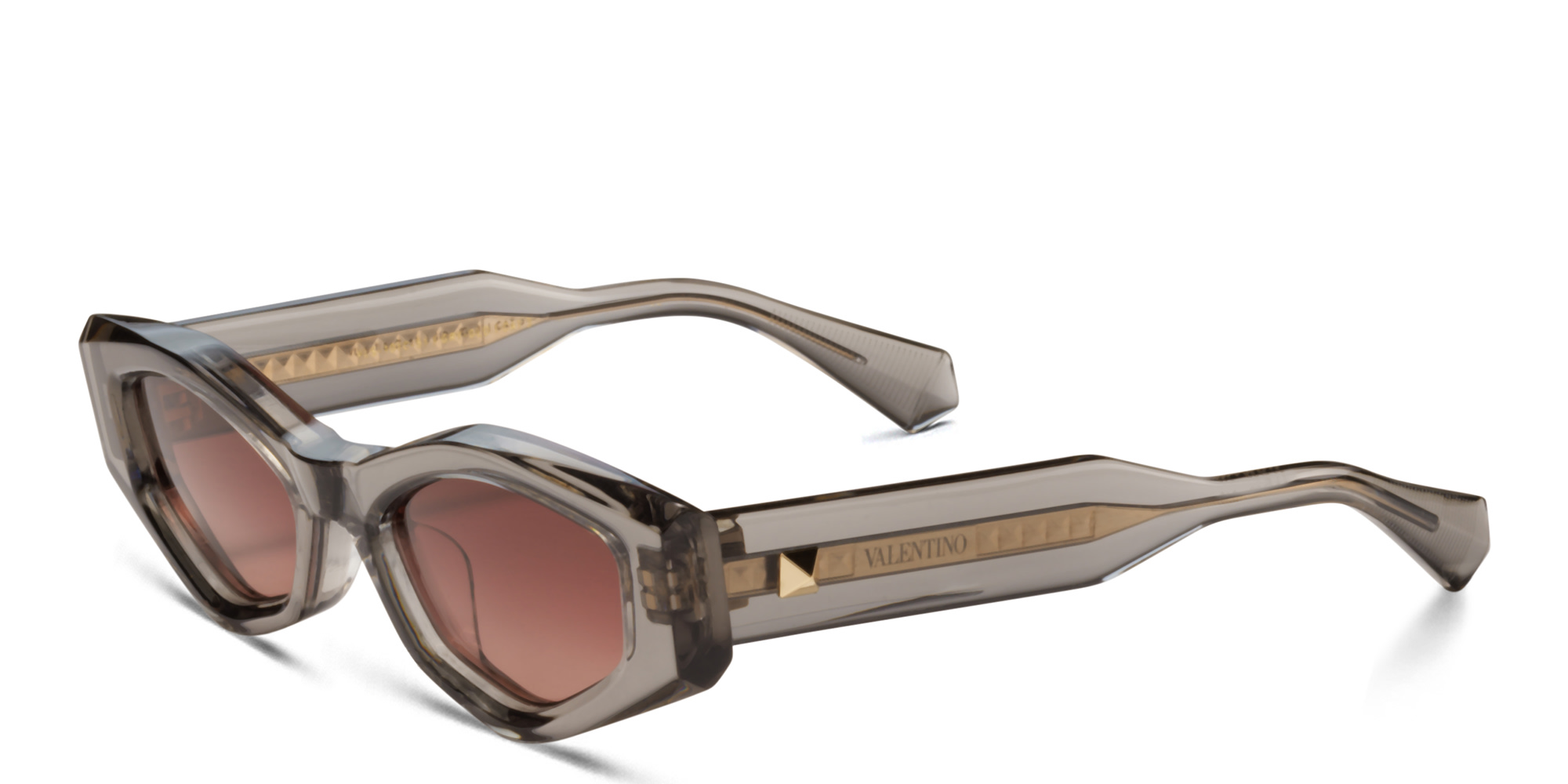 Shop VALENTINO V-Tre Irregular Sunglasses in Transparent Grey online.