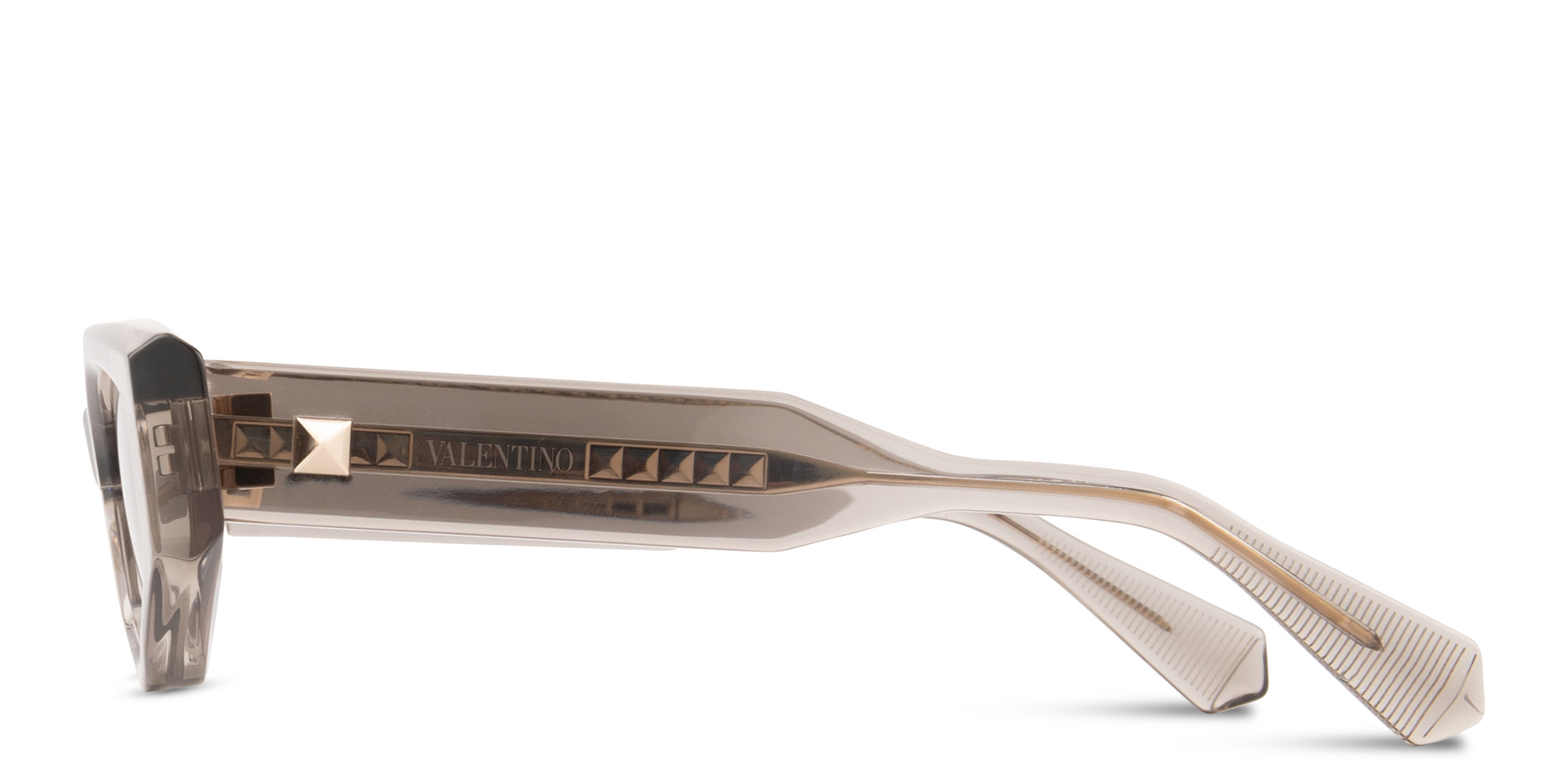 Shop VALENTINO V-Tre Irregular Sunglasses in Transparent Grey online.