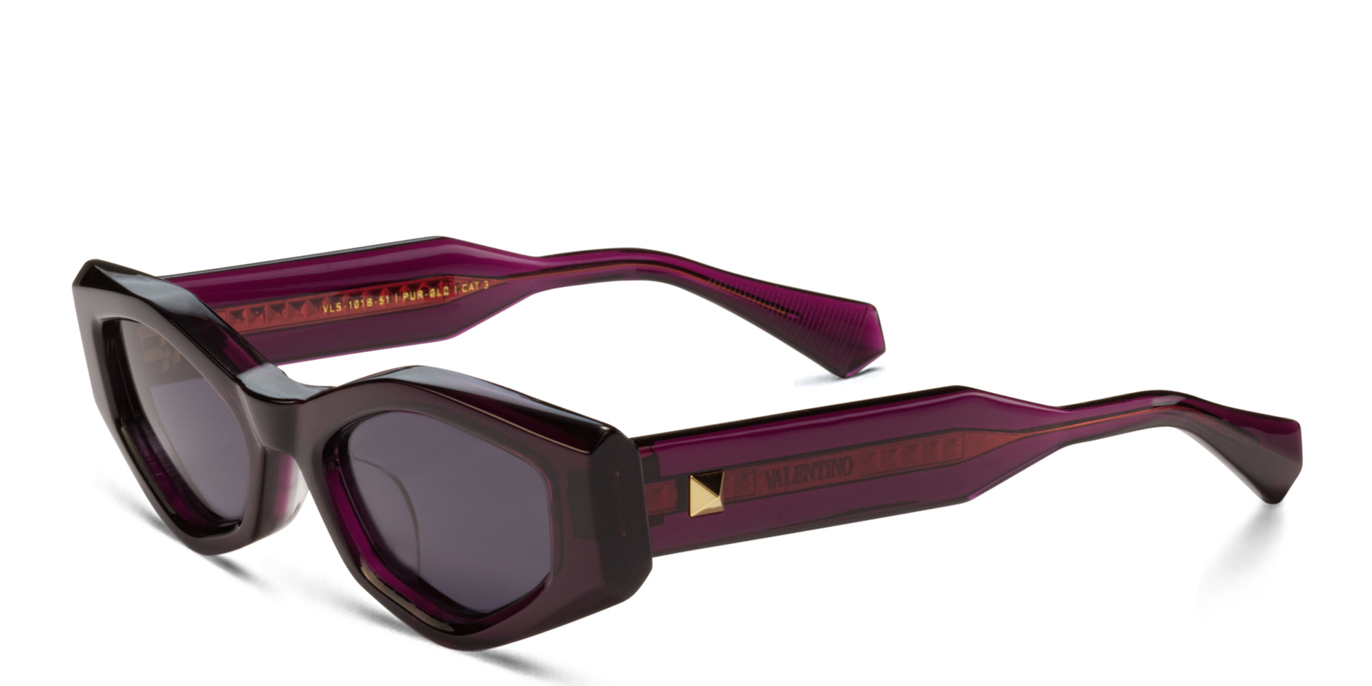 Shop VALENTINO Irregular Sunglasses in Purple online.