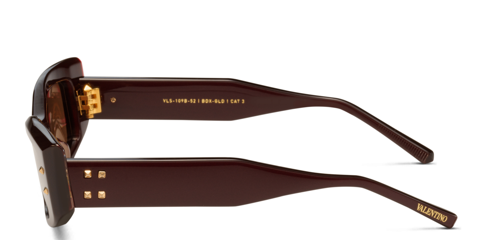 Shop VALENTINO Rectangle Sunglasses in Bordeaux online.