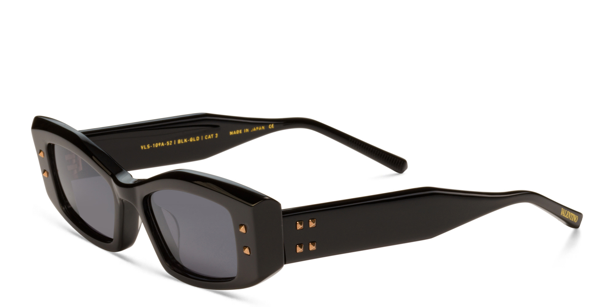 Shop VALENTINO Rectangle Sunglasses in Black online.