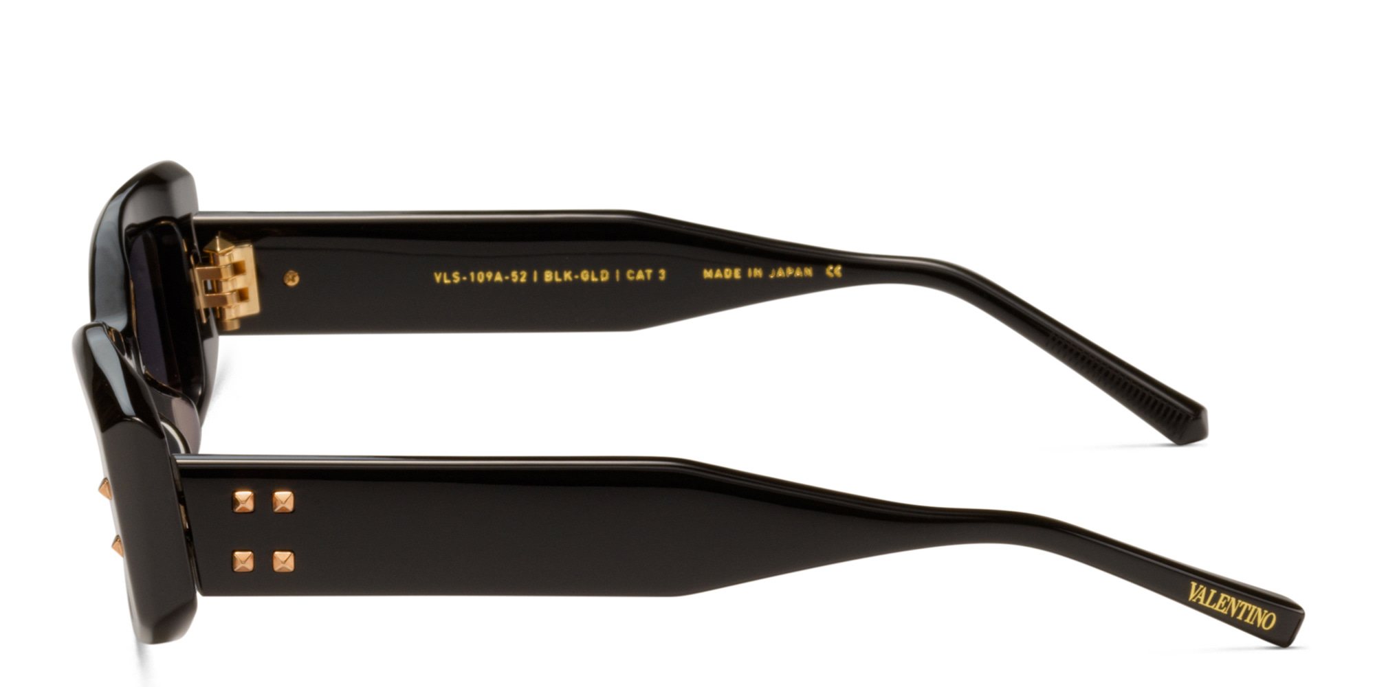 Shop VALENTINO Rectangle Sunglasses in Black online.