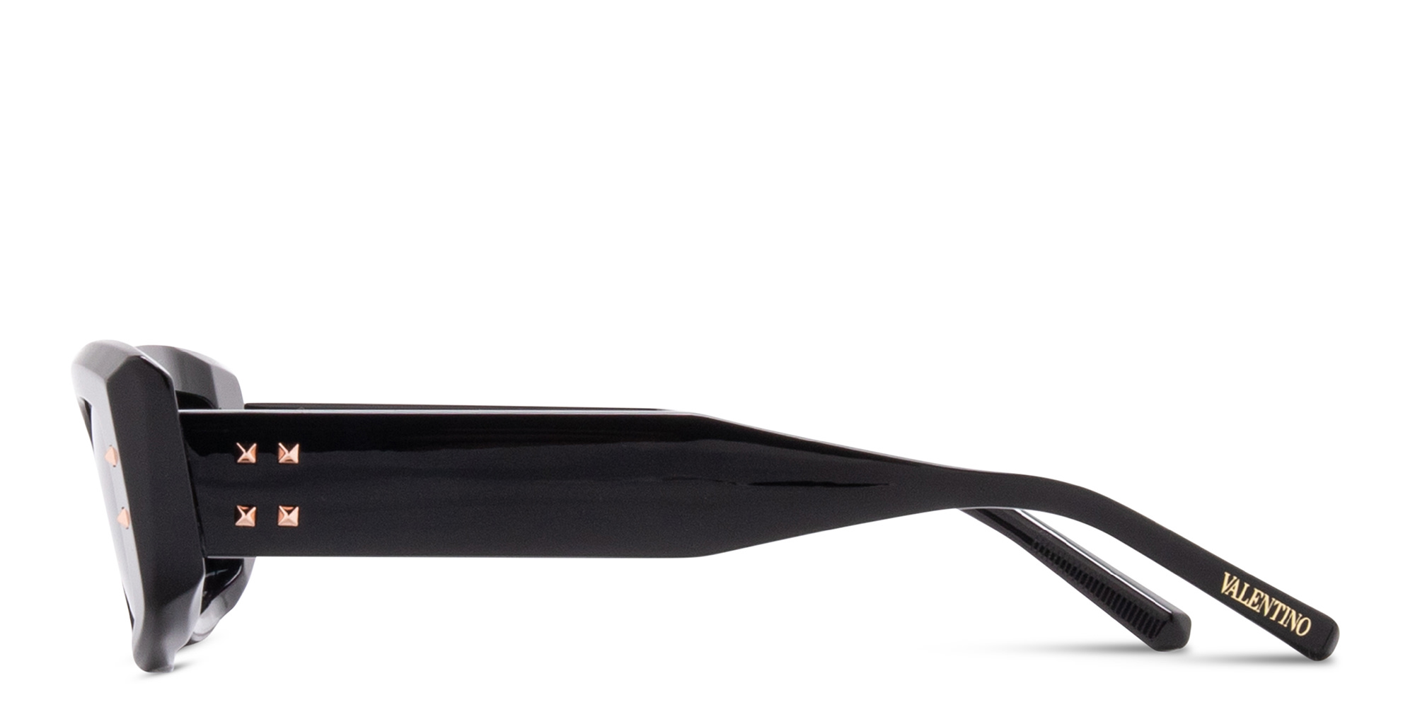 Shop VALENTINO Rectangle Sunglasses in Black online.