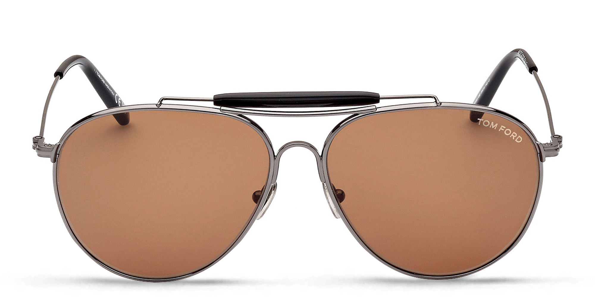 Shop TOM FORD Pilot Sunglasses in Shiny Gunmetal online.