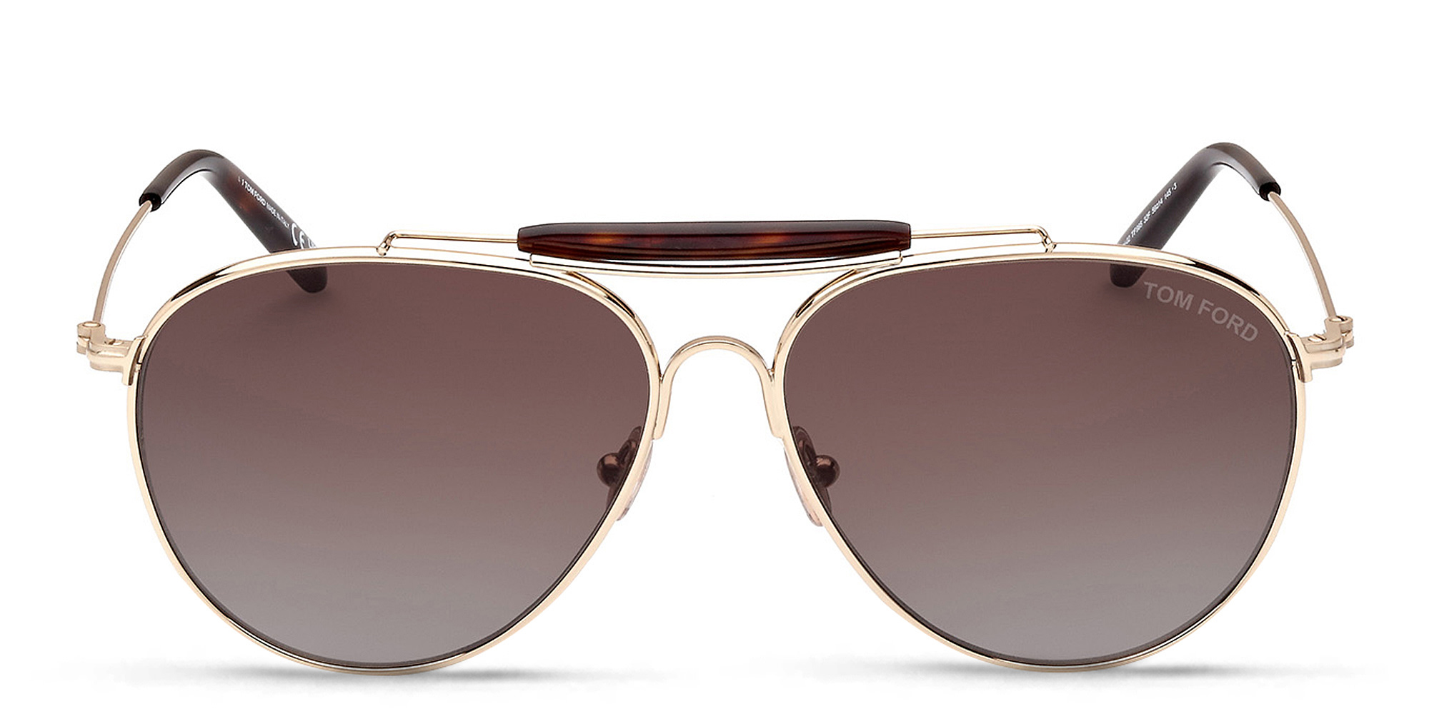 Shop TOM FORD Pilot Sunglasses in Shiny Pale Gold online.