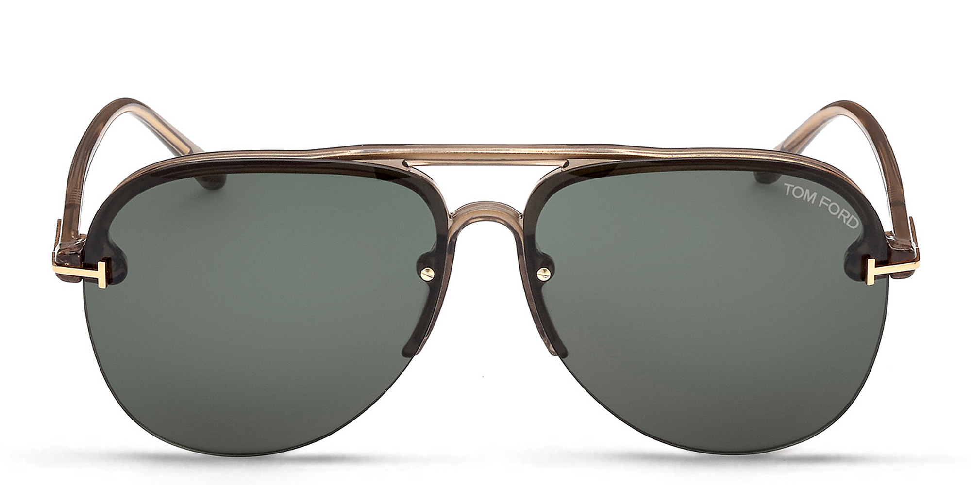 Shop TOM FORD Rimless Aviator Sunglasses in Brown online.