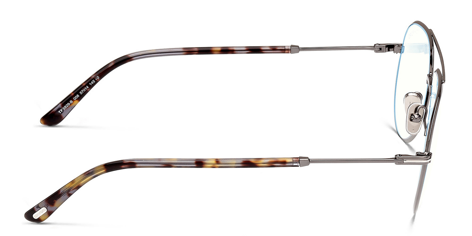 Shop TOM FORD Wide Pilot Eyeglasses in Shiny Gunmetal online.