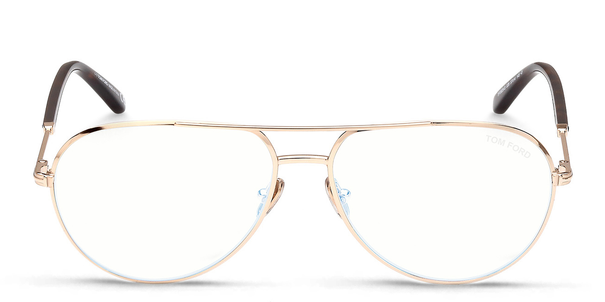 Shop TOM FORD Wide Pilot Eyeglasses in Shiny Rose Gold online.