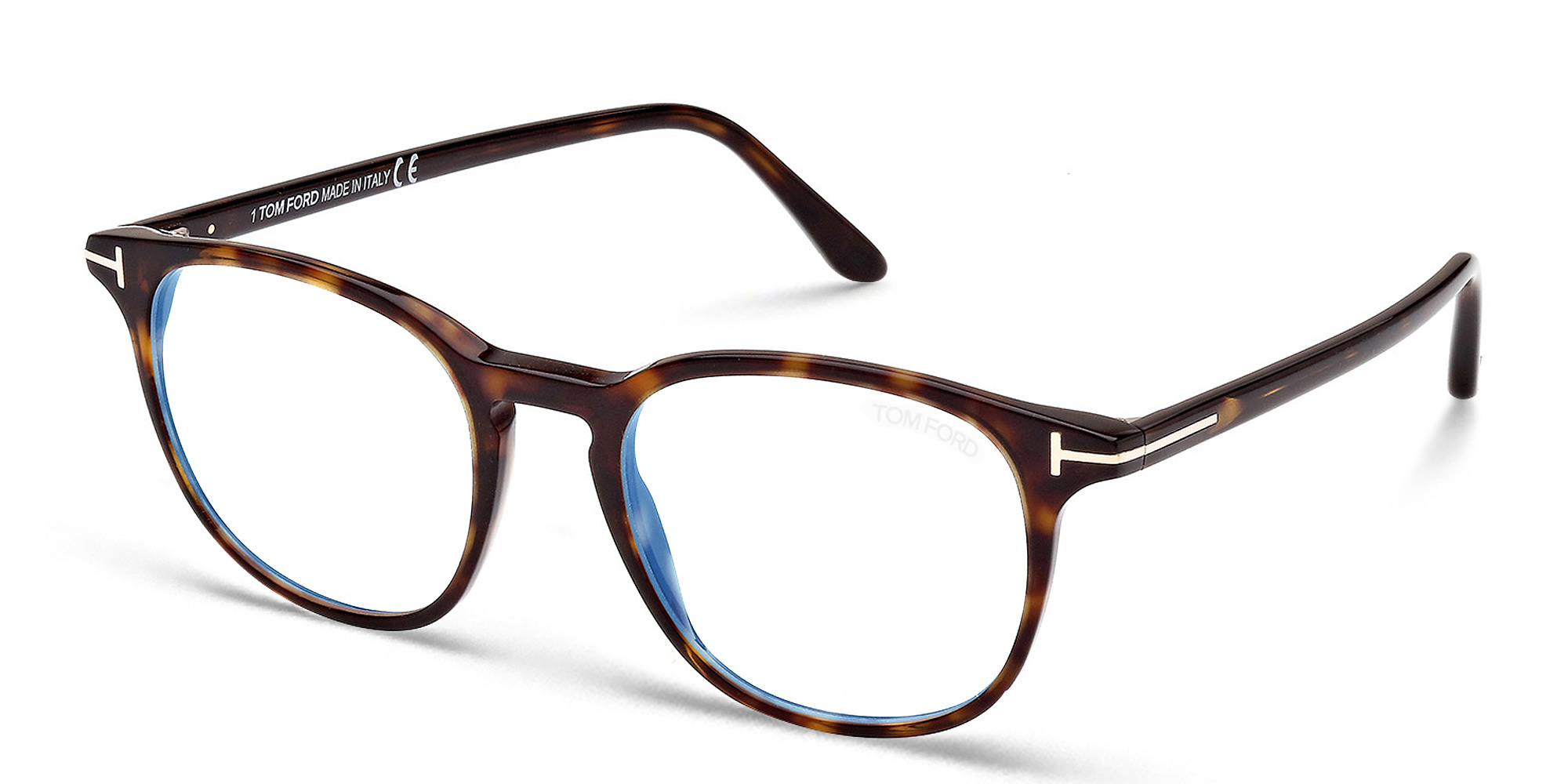 Shop TOM FORD Round Eyeglasses in Dark Havana online.