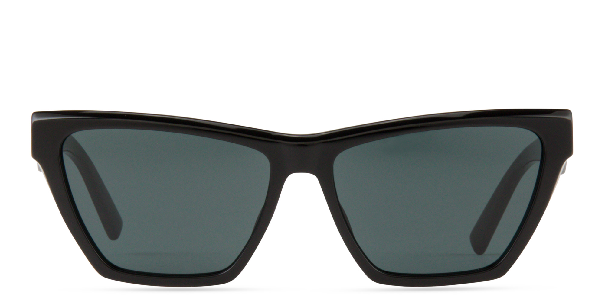 Shop SAINT LAURENT YSL Logo Cat-Eye Sunglasses in Shiny Black online.
