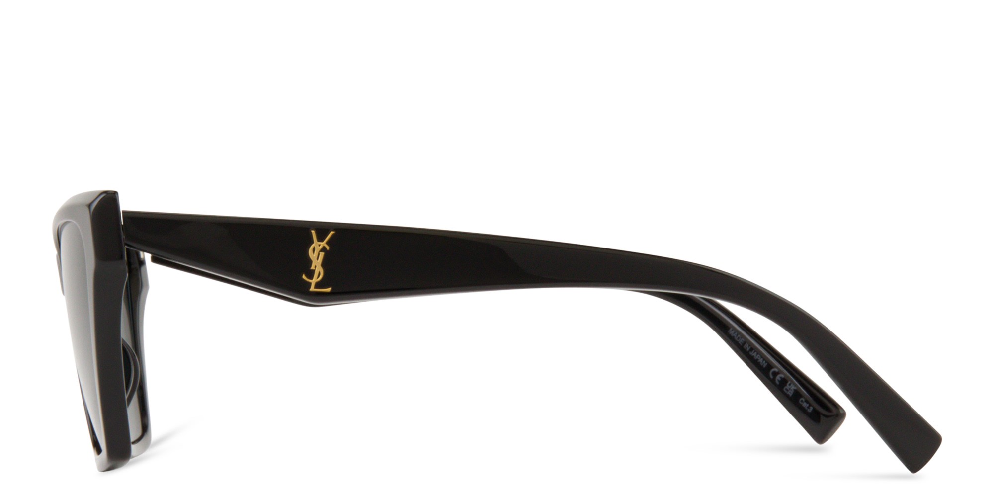 Shop SAINT LAURENT YSL Logo Cat-Eye Sunglasses in Shiny Black online.