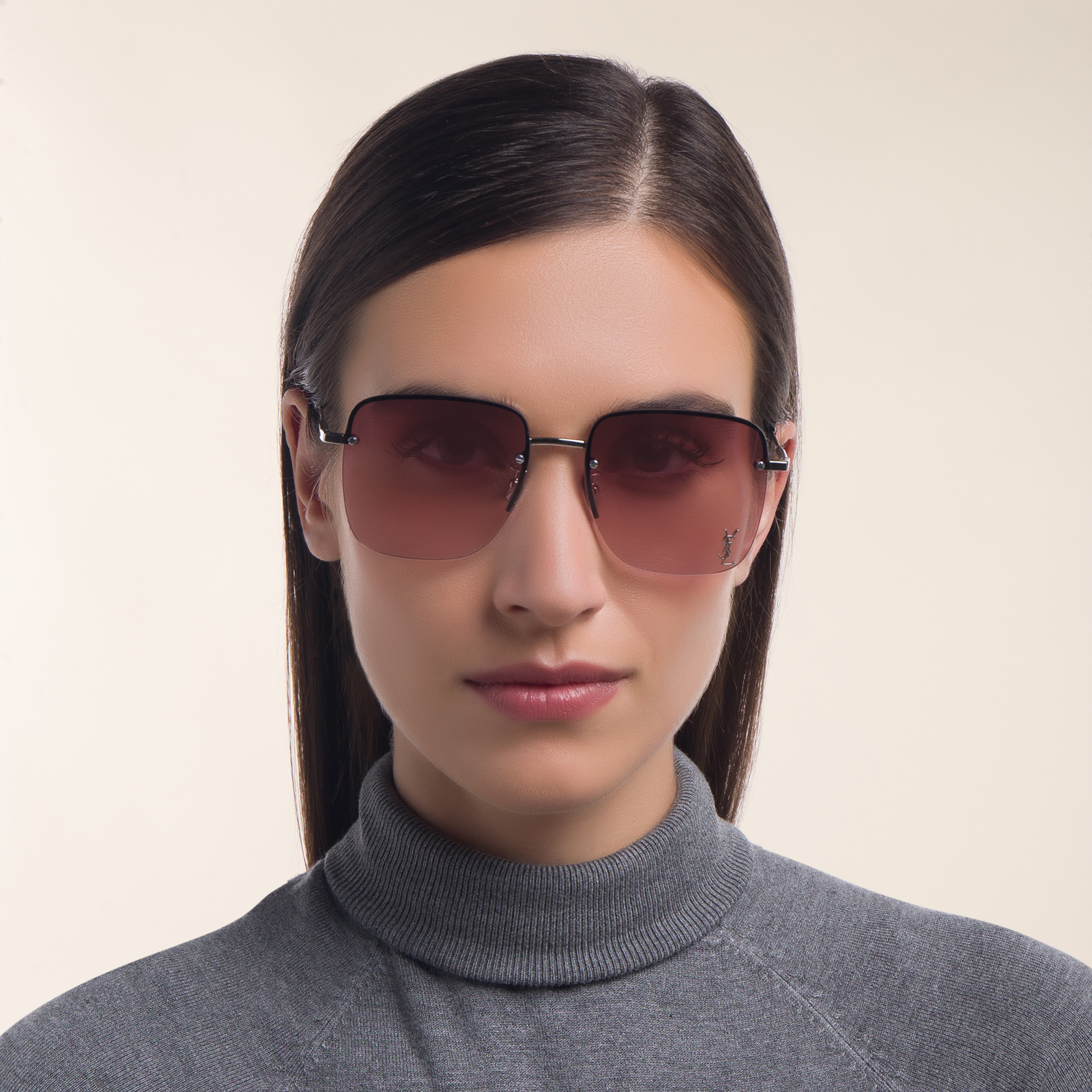 Shop SAINT LAURENT Round Sunglasses in Beige online.