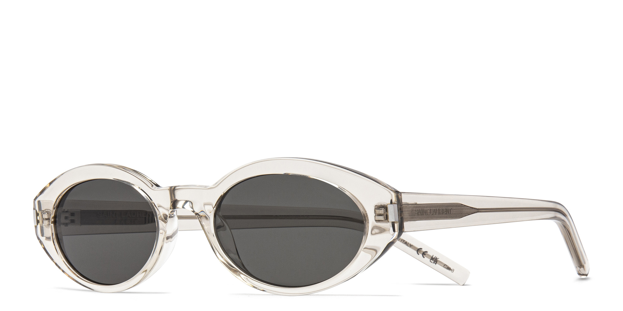 Shop SAINT LAURENT Round Sunglasses in Beige online.