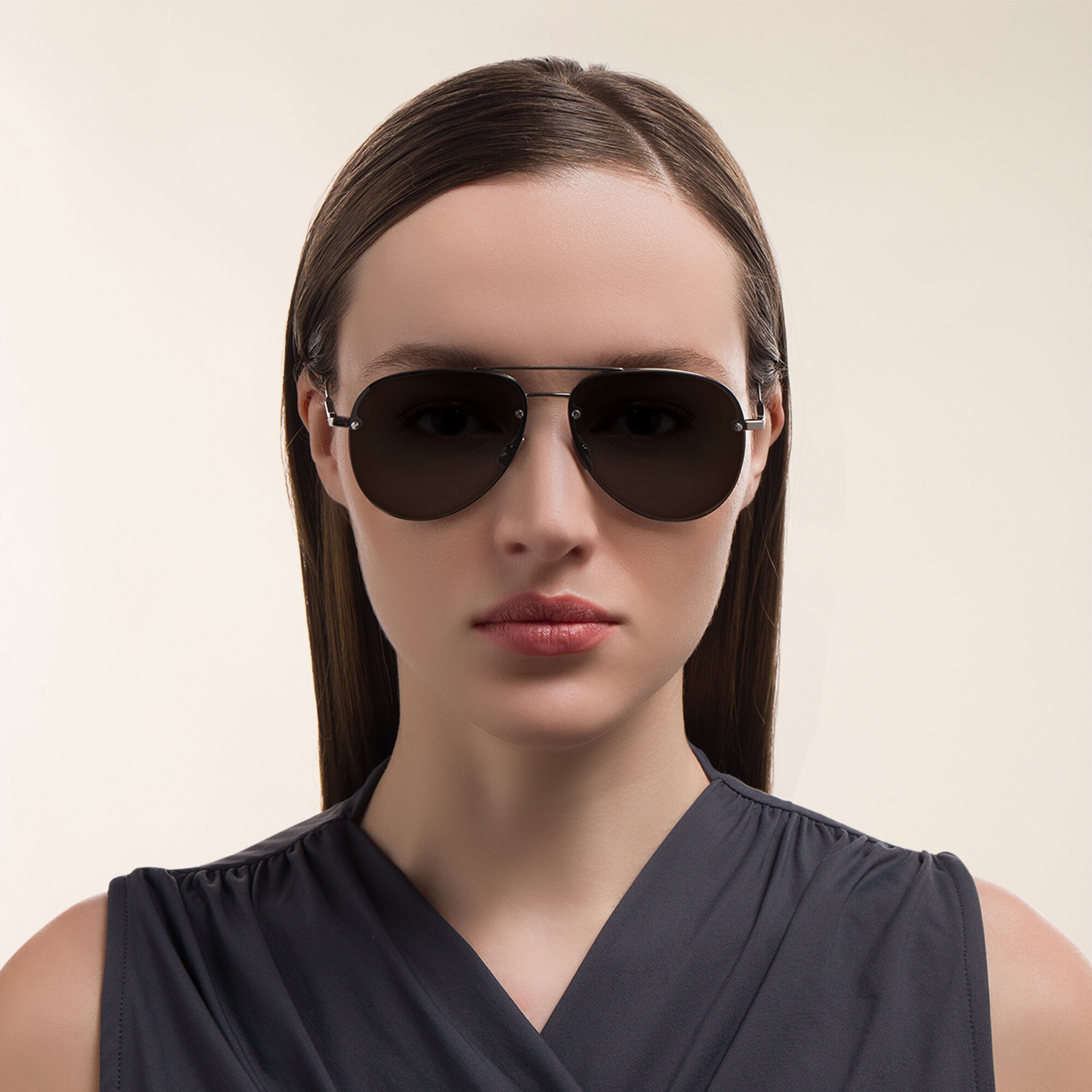 Unisex Half Rim Aviator Sunglasses