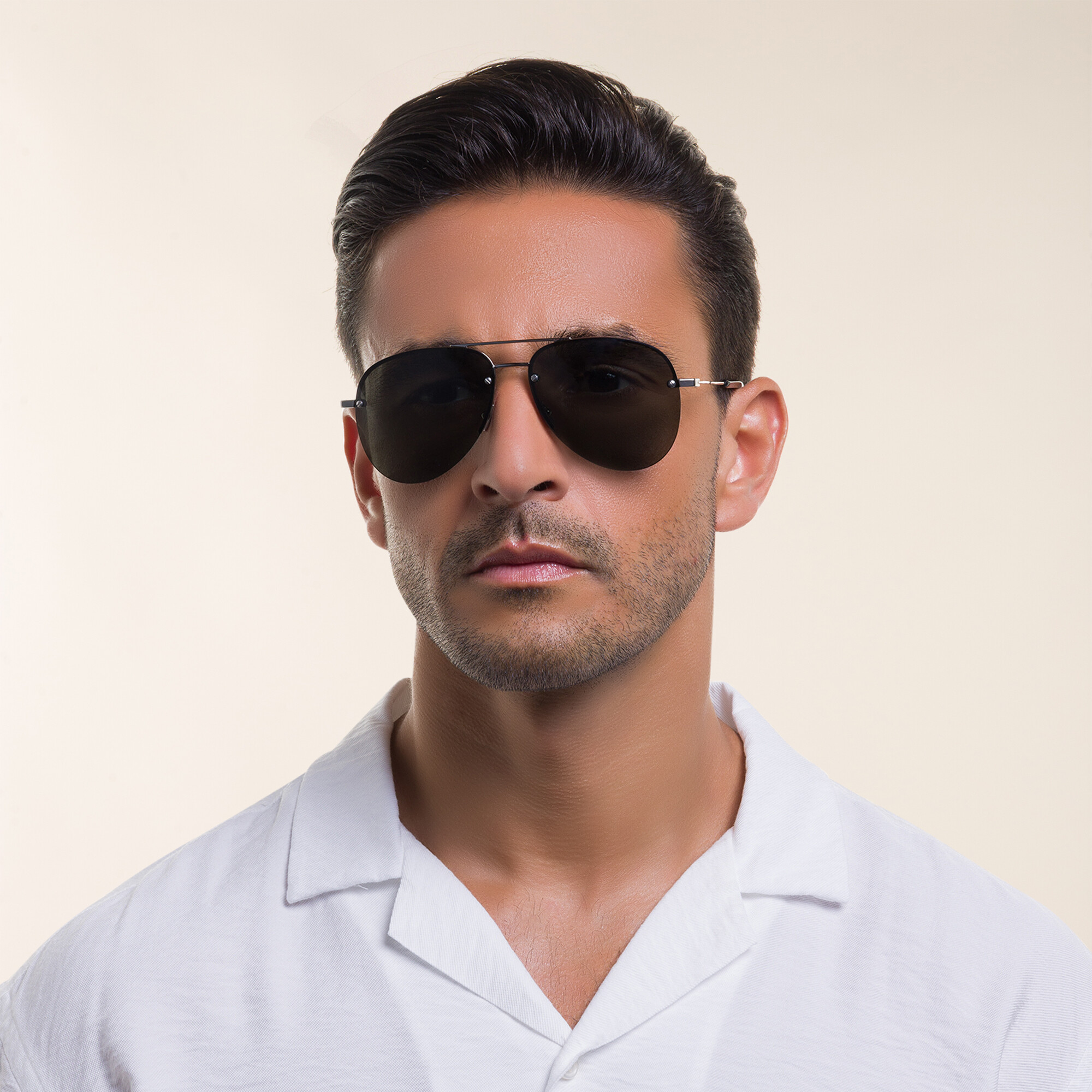 SAINT LAURENT Unisex Half-Rim Aviator Sunglasses in Silver – Product Photo 7