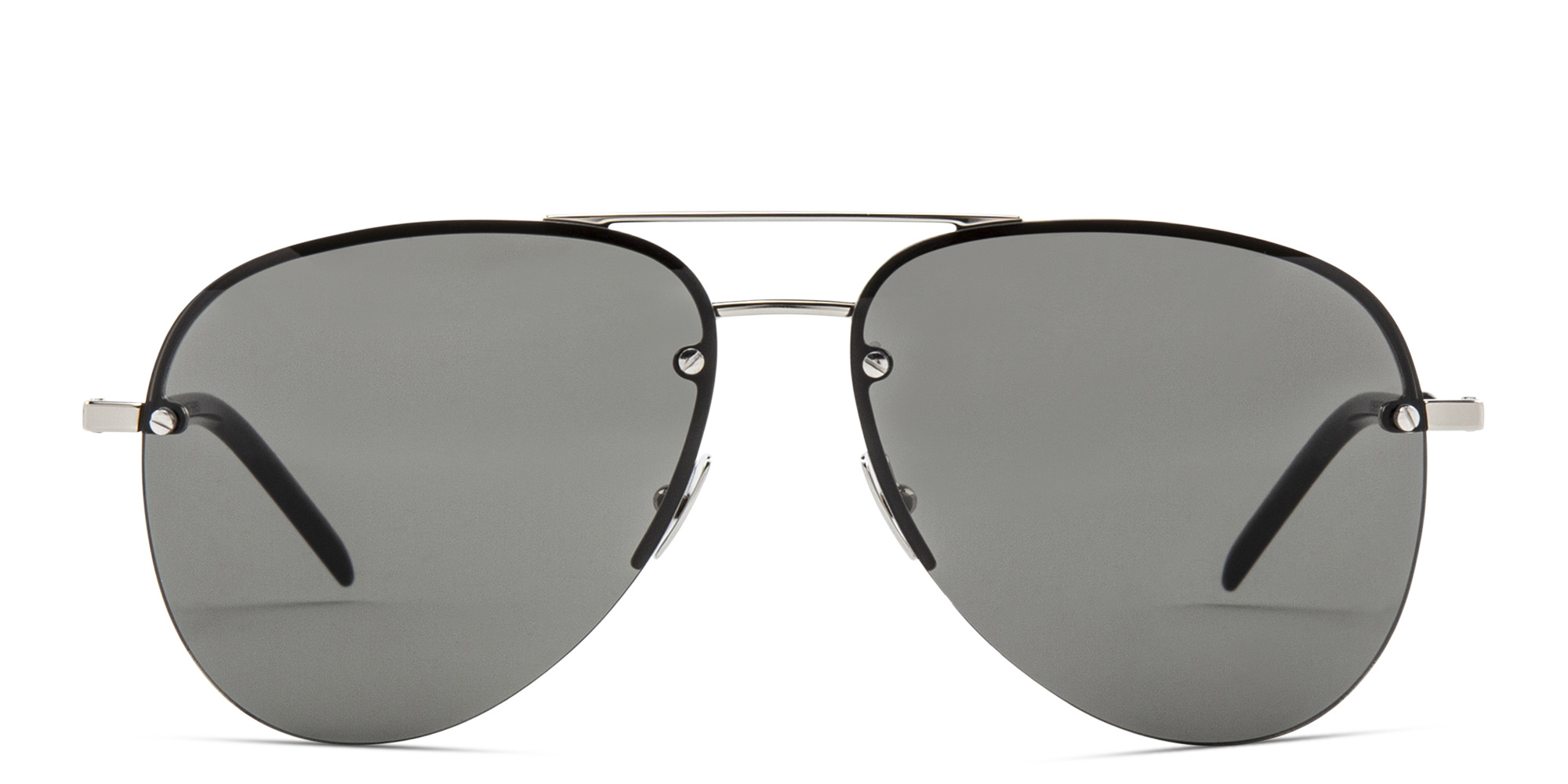 SAINT LAURENT Unisex Half-Rim Aviator Sunglasses in Silver – Product Photo 1