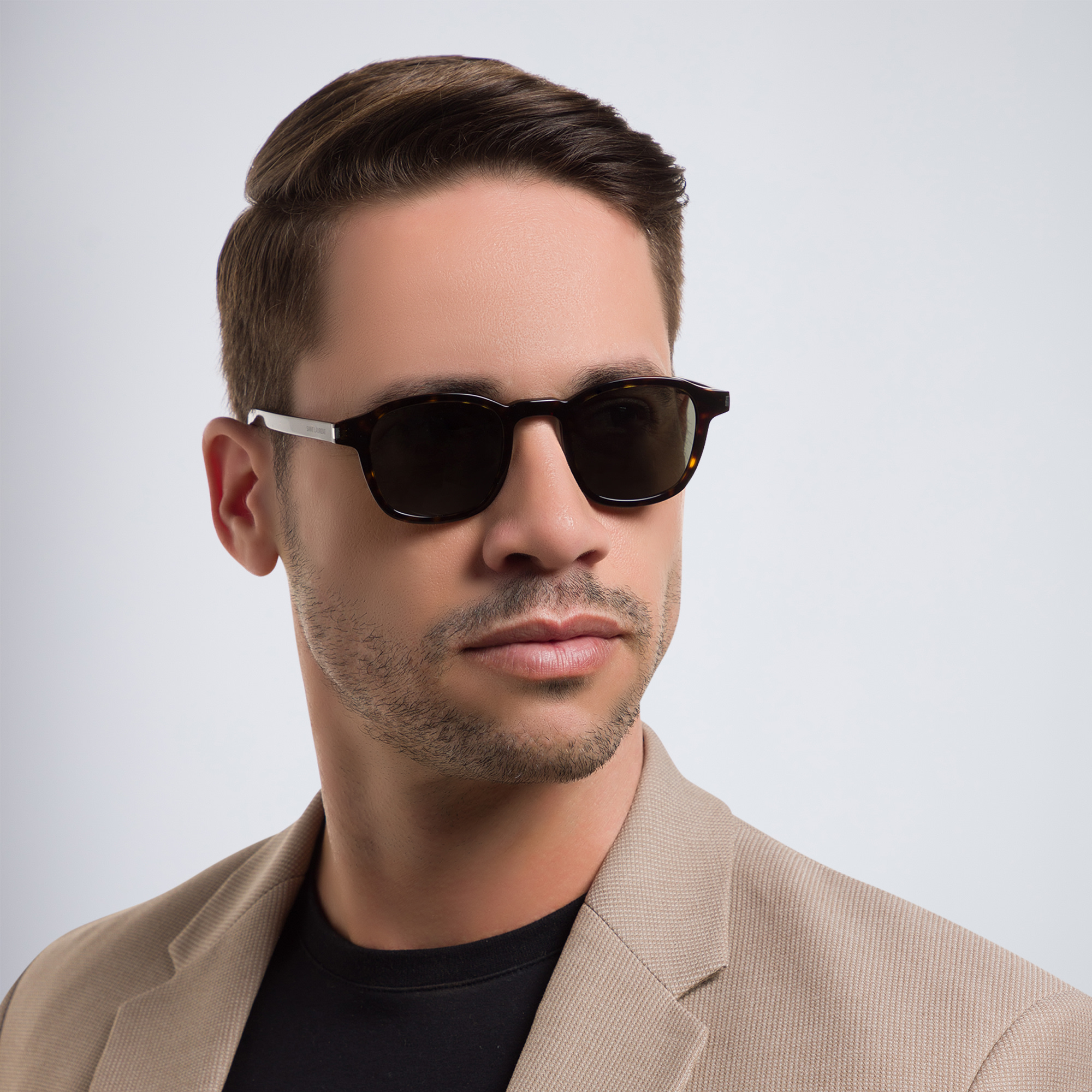 تسوق نظارات شمسية دائرية سان لوران بلون مموه أونلاين.