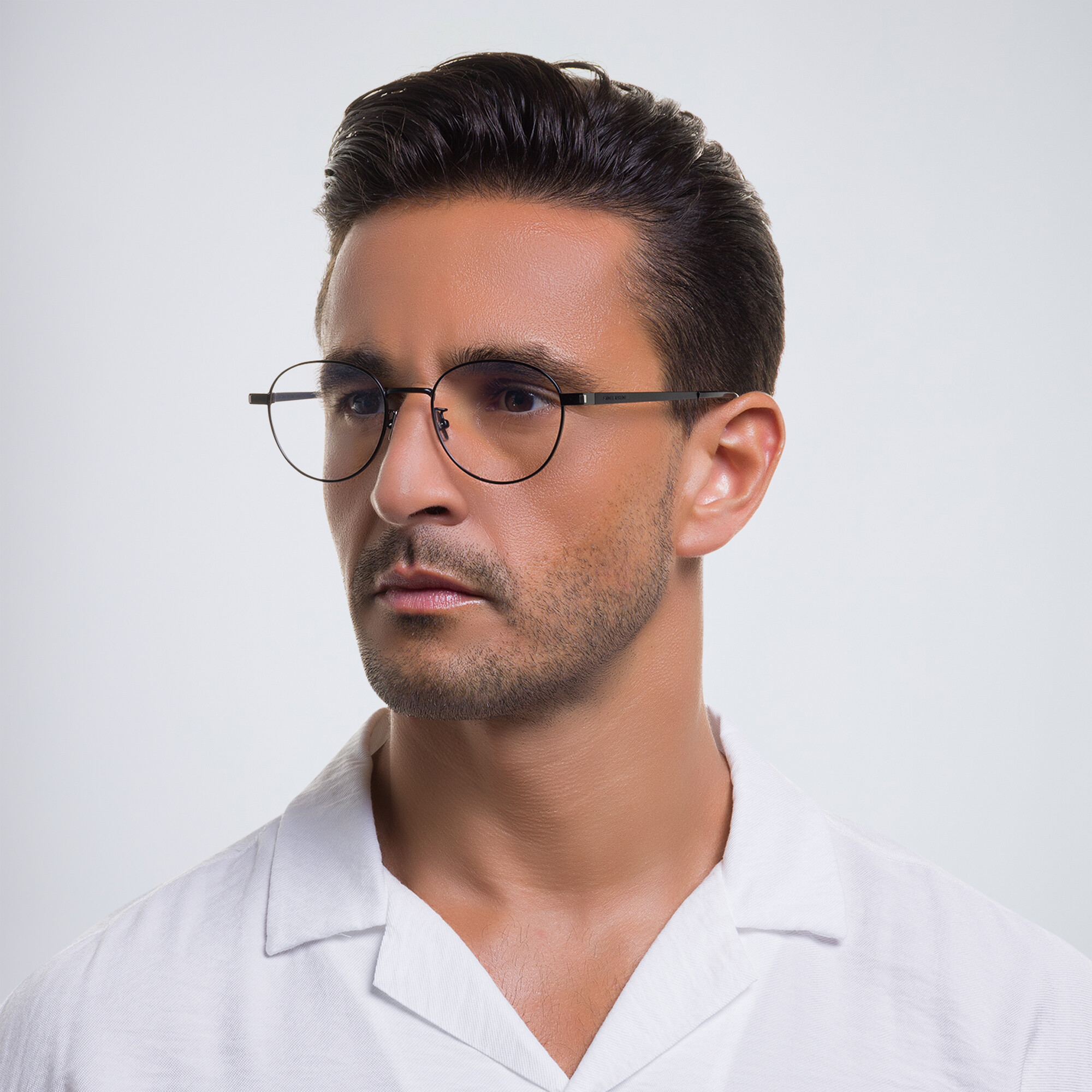 Shop SAINT LAURENT Unisex Round Eyeglasses in Black online.