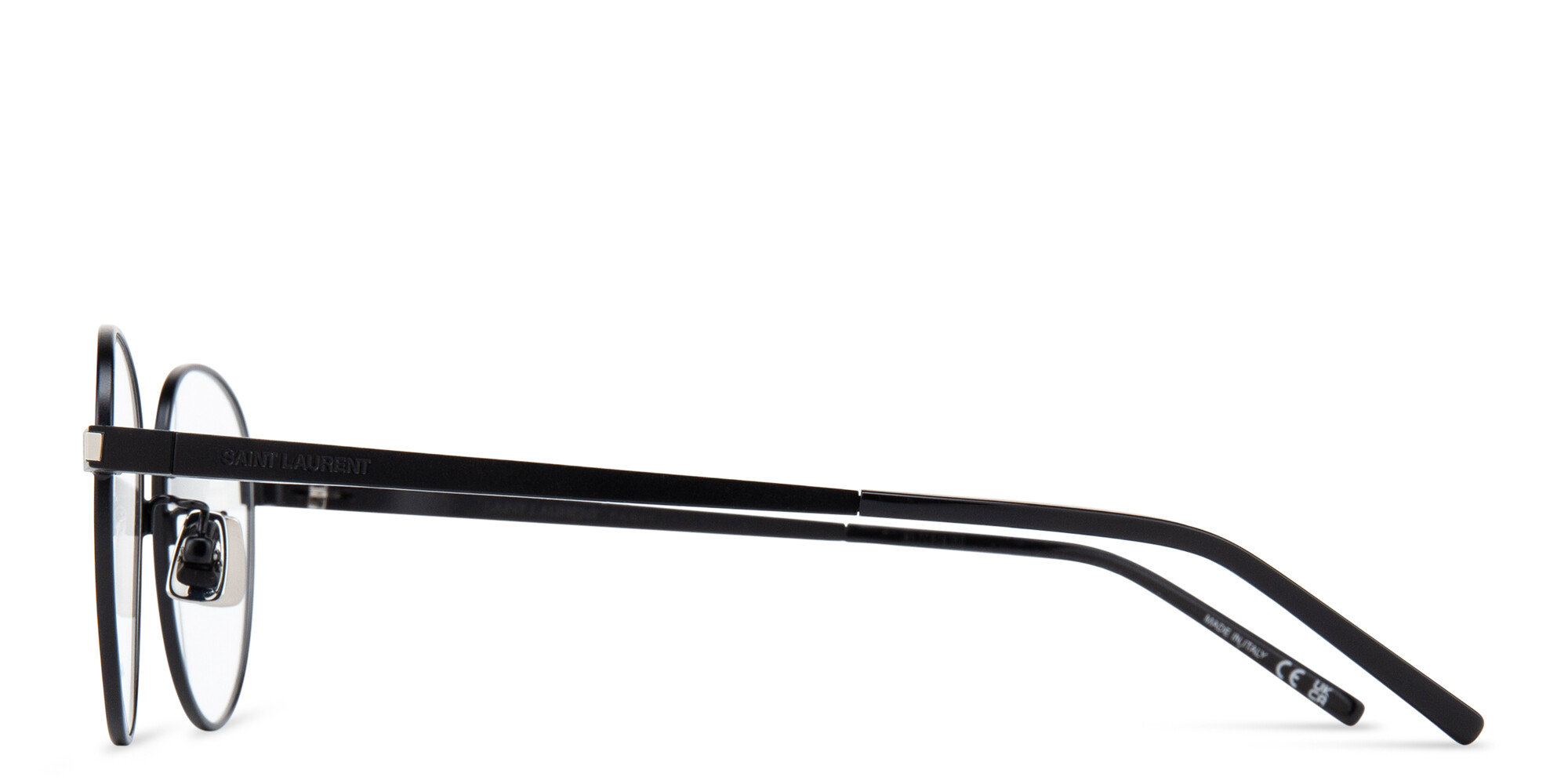 Shop SAINT LAURENT Unisex Round Eyeglasses in Black online.