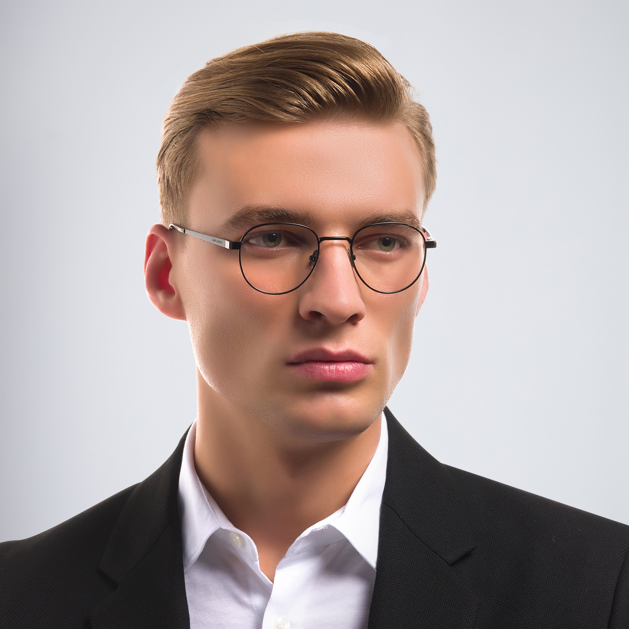 SAINT LAURENT Unisex Round Eyeglasses in Black – Product Photo 8