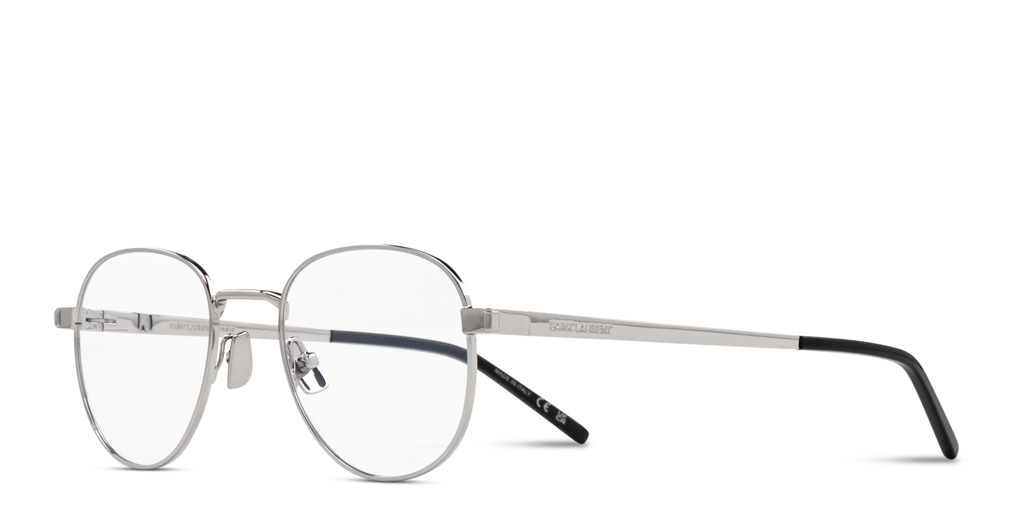 SAINT LAURENT Unisex Round Eyeglasses in Silver – Product Photo 2