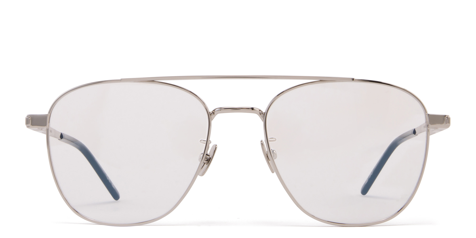 Shop SAINT LAURENT Unisex Aviator Eyeglasses in Silver online.