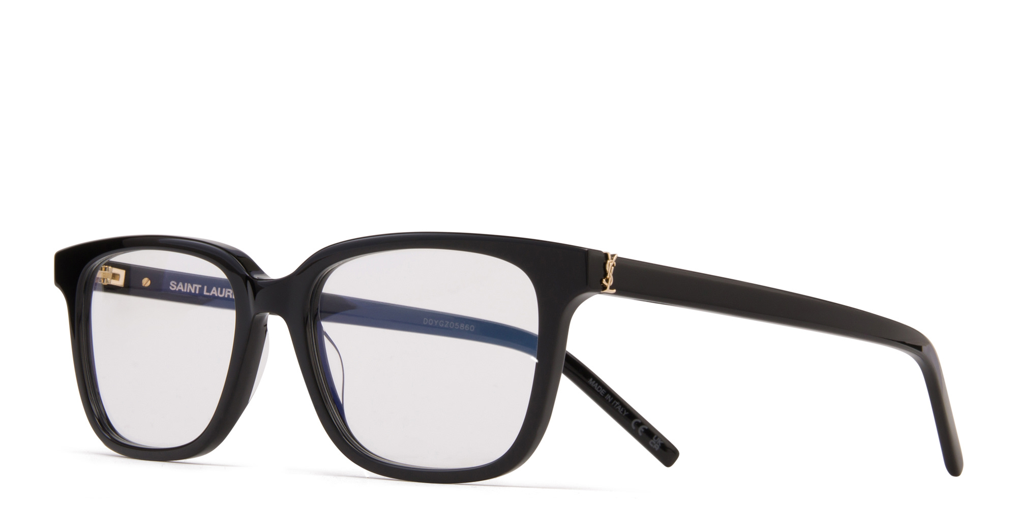 Shop SAINT LAURENT Square Eyeglasses in Black online.