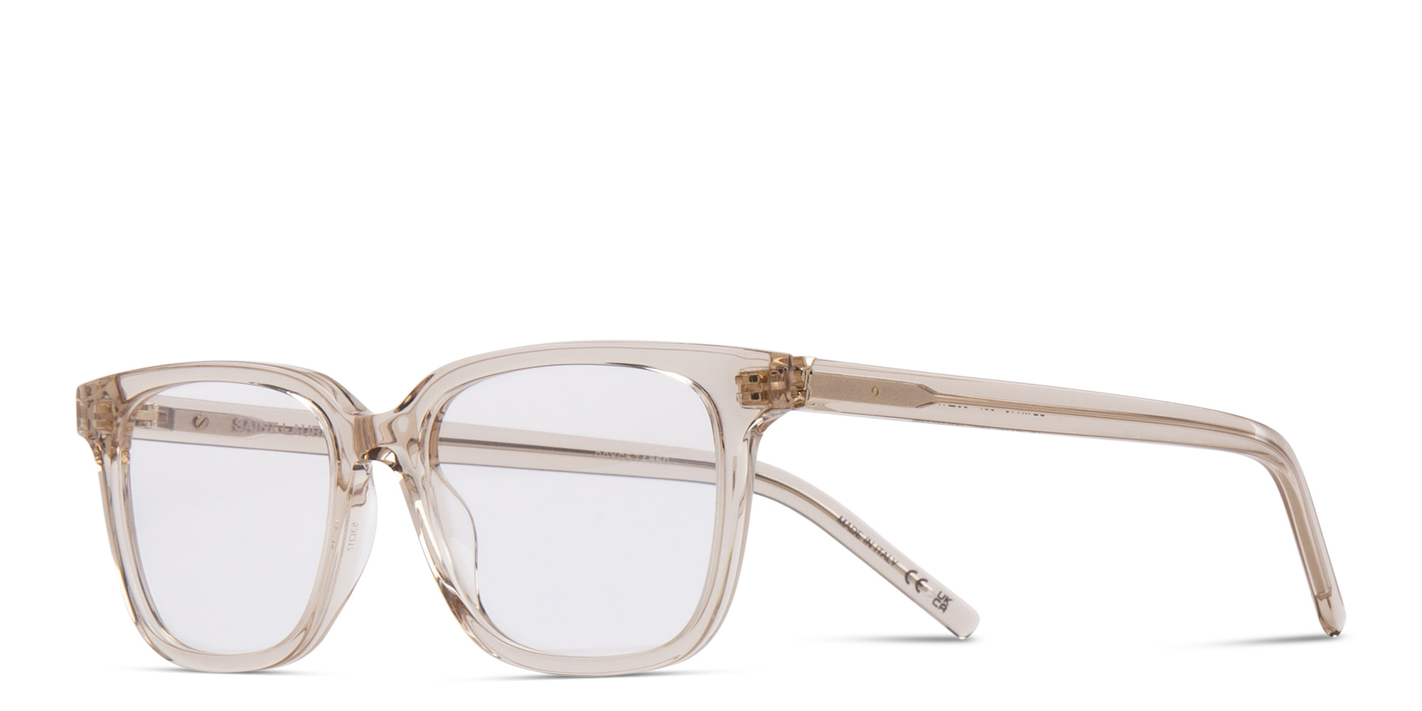 Shop SAINT LAURENT Square Eyeglasses in Nude online.