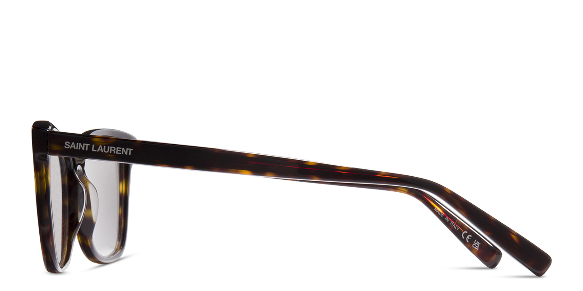 Shop SAINT LAURENT Wide Cat-Eye Eyeglasses in Havana online.