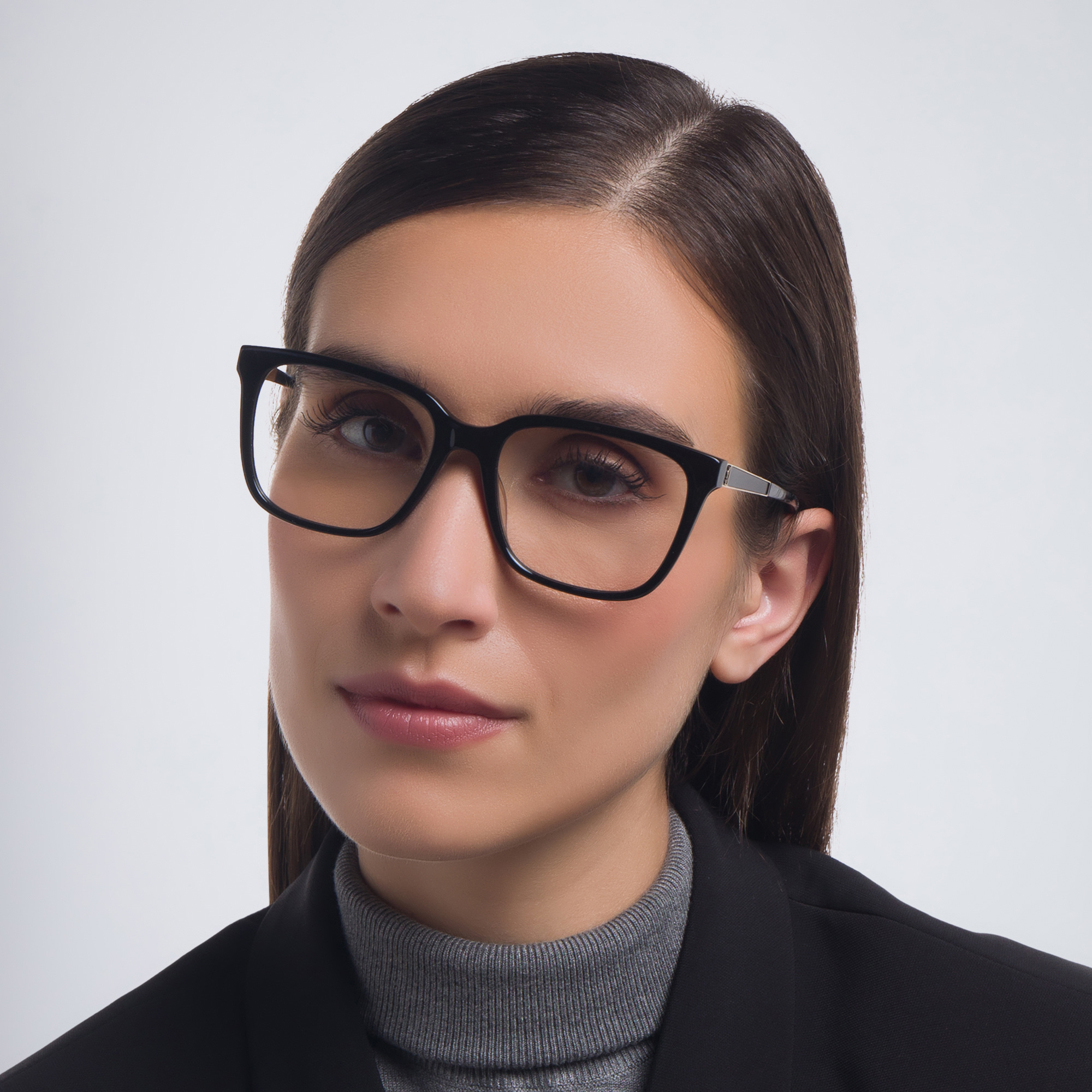 Shop SAINT LAURENT Square Eyeglasses in Black online.