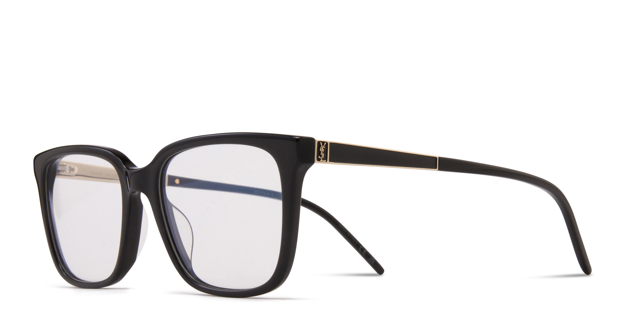 Shop SAINT LAURENT Square Eyeglasses in Black online.
