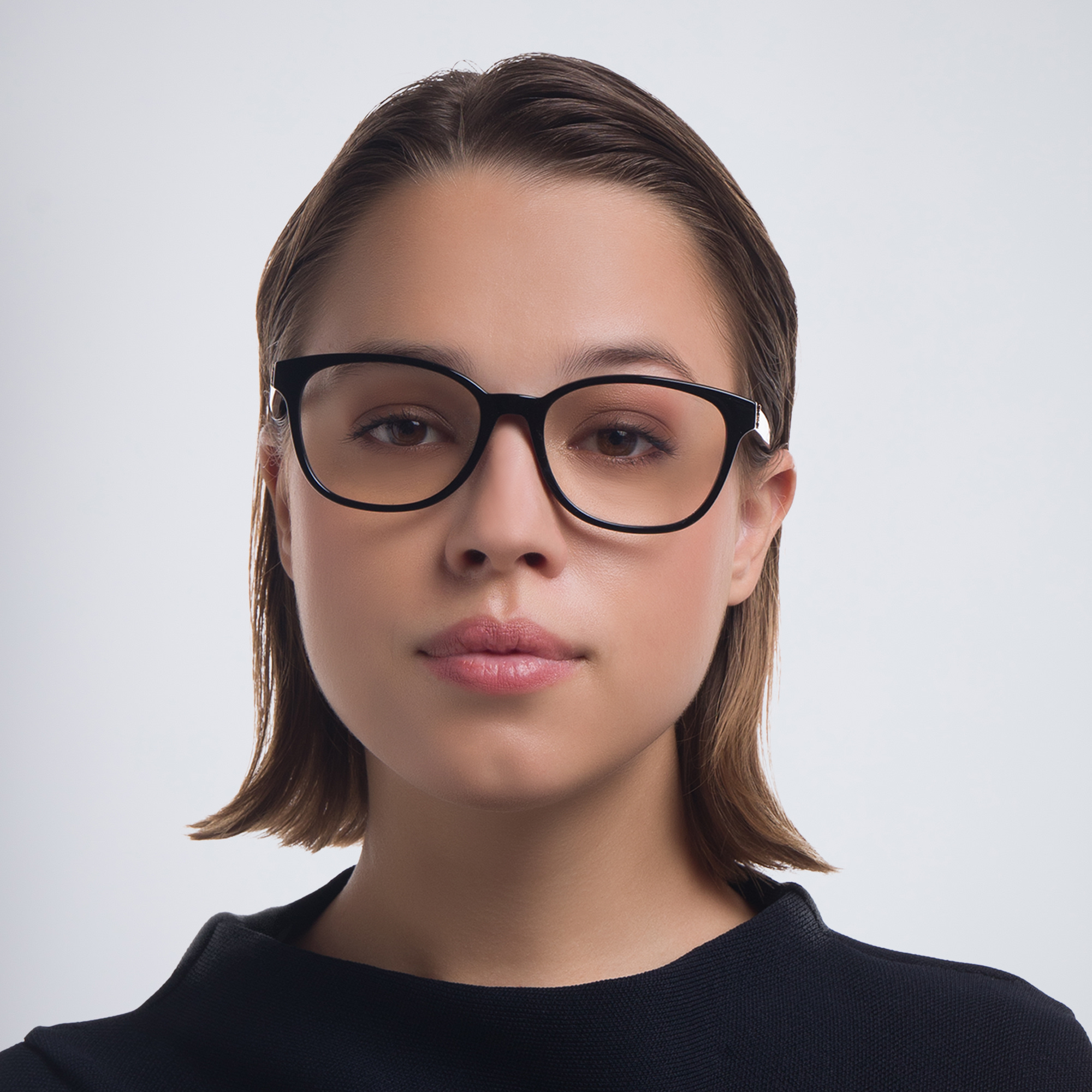 Shop SAINT LAURENT Square Eyeglasses in Black online.