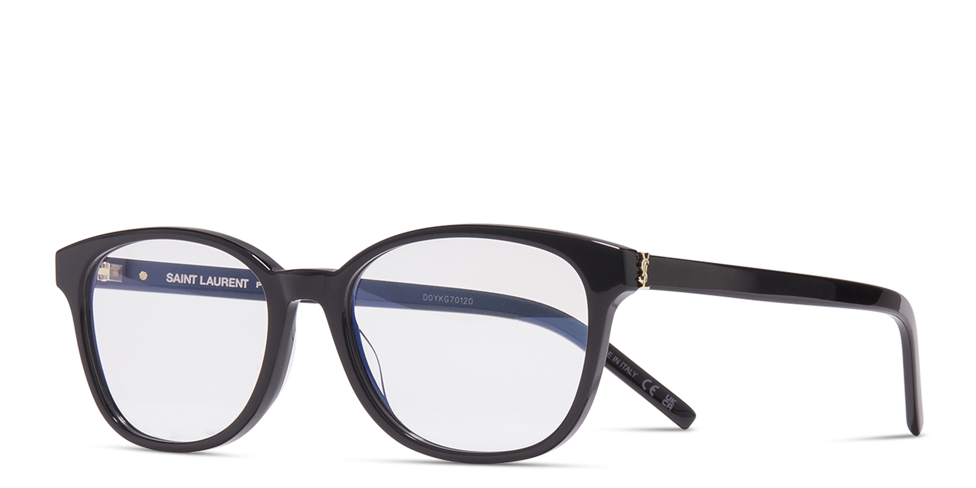 Shop SAINT LAURENT Square Eyeglasses in Black online.