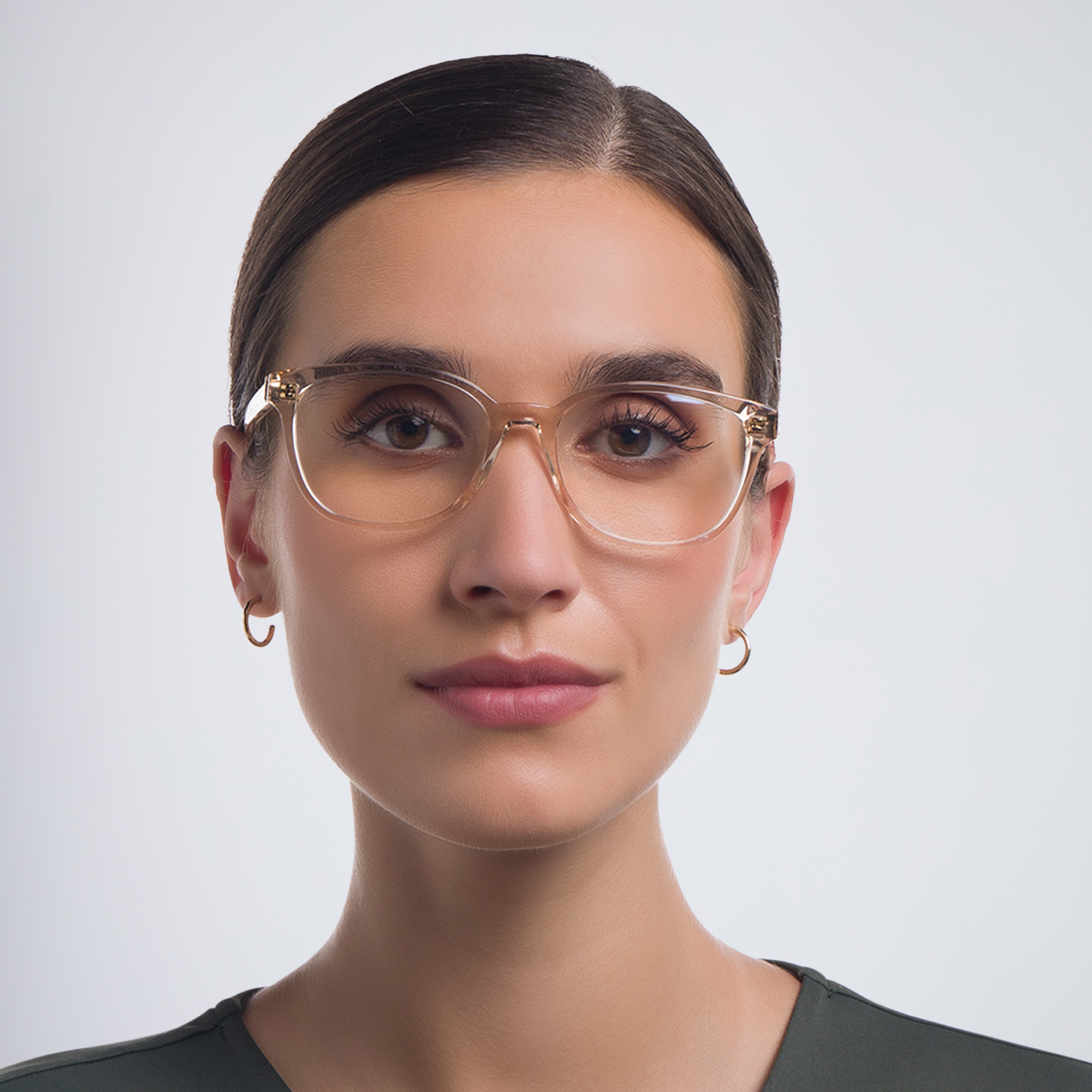 Shop SAINT LAURENT Square Eyeglasses in Nude online.