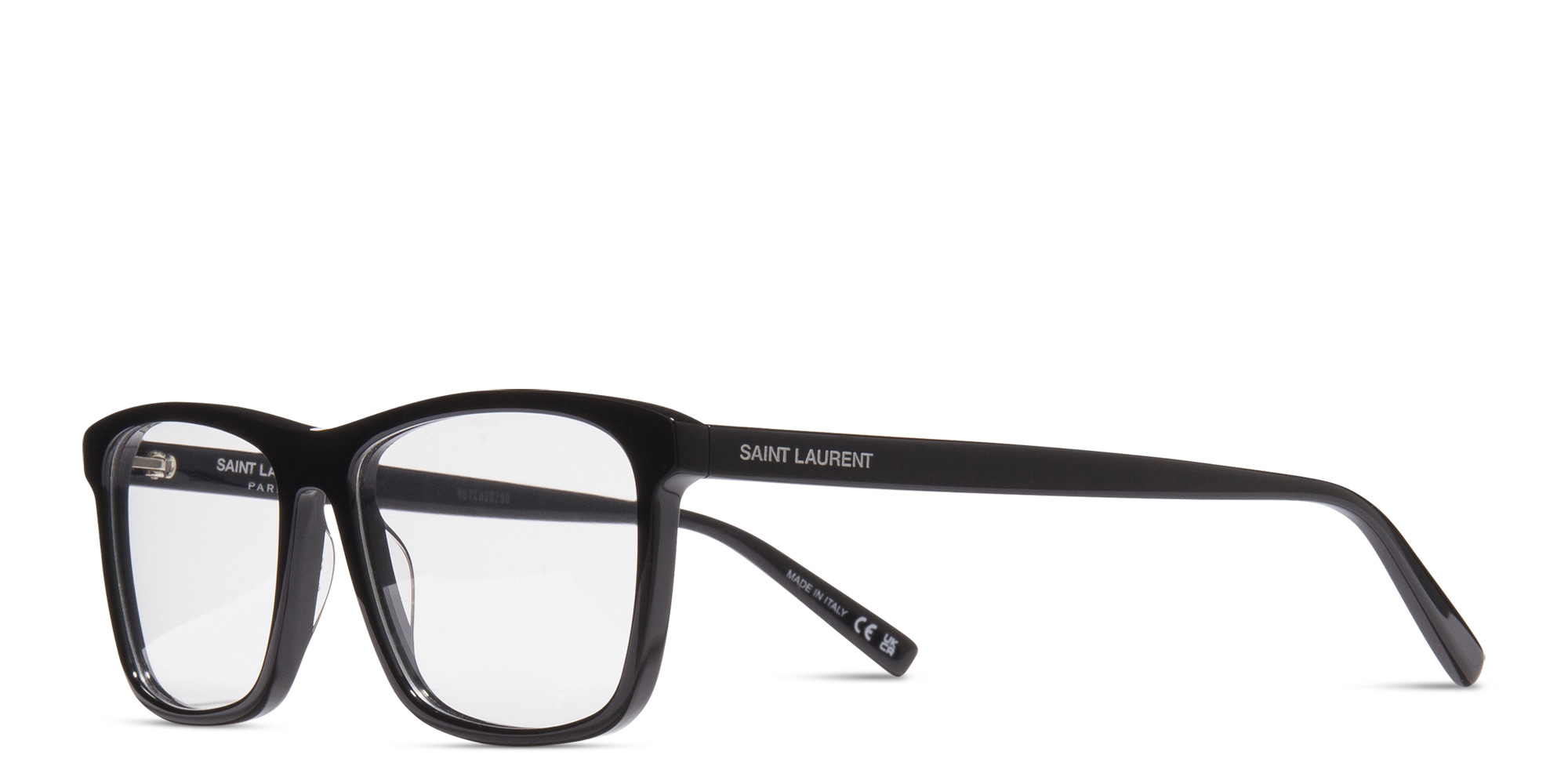 تسوق نظارات طبية بإطار مستطيل واسع سان لوران بلون أسود أونلاين.