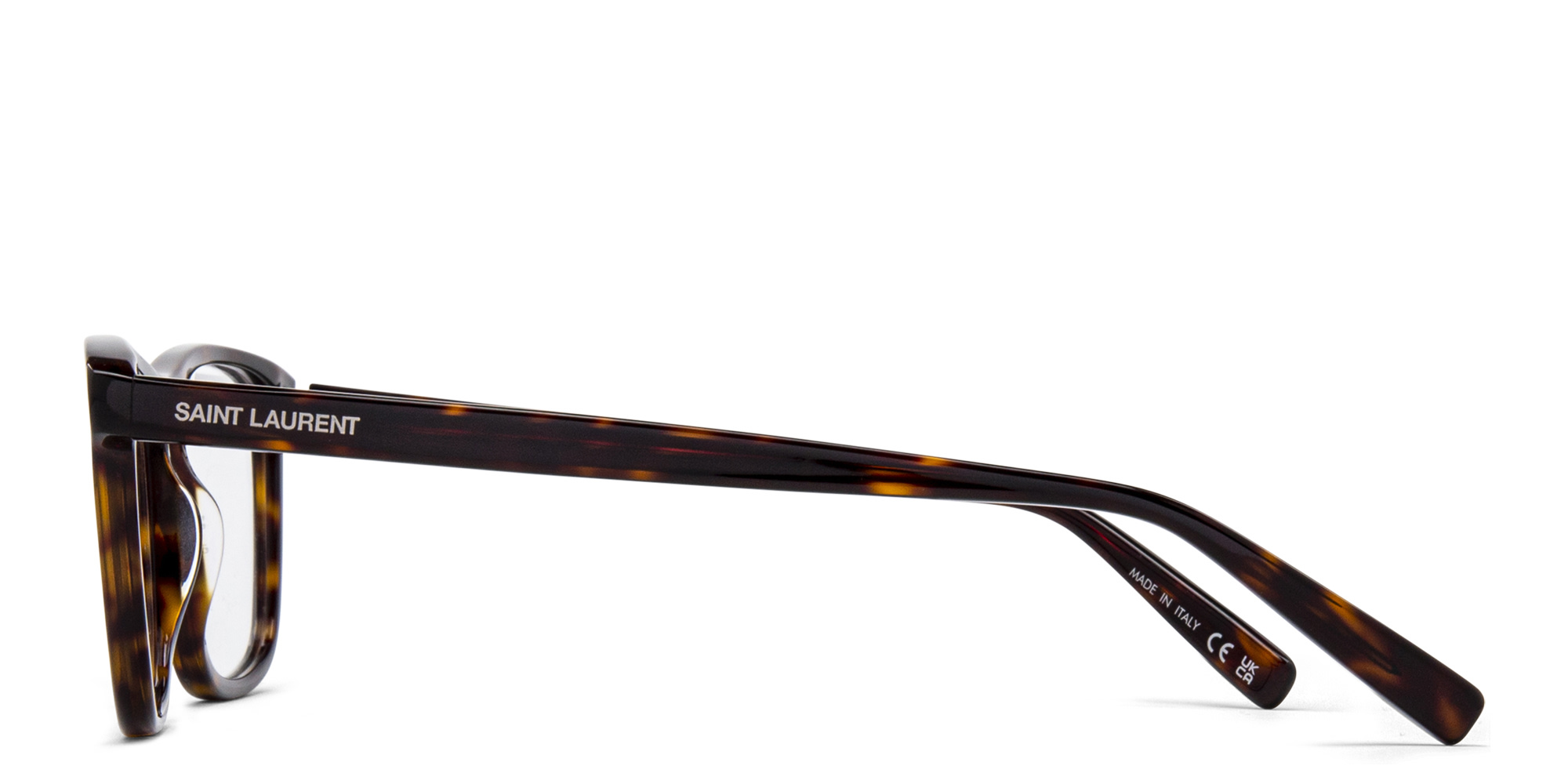 SAINT LAURENT Wide Rectangle Eyeglasses in Havana – Product Photo 3