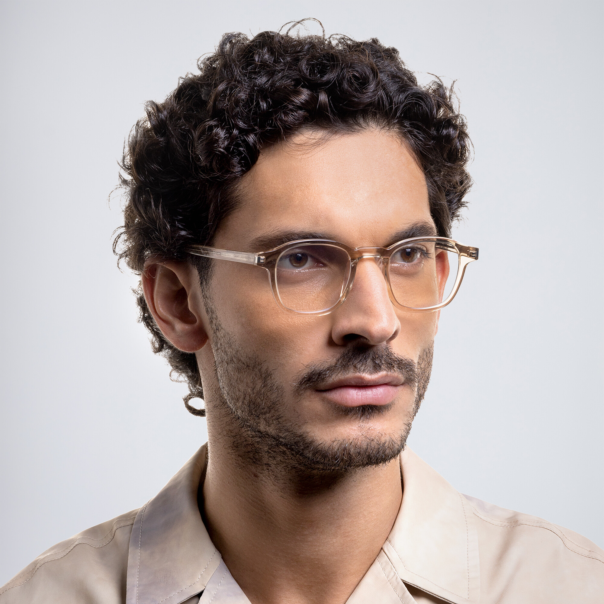 Shop SAINT LAURENT Round Eyeglasses in Nude online.