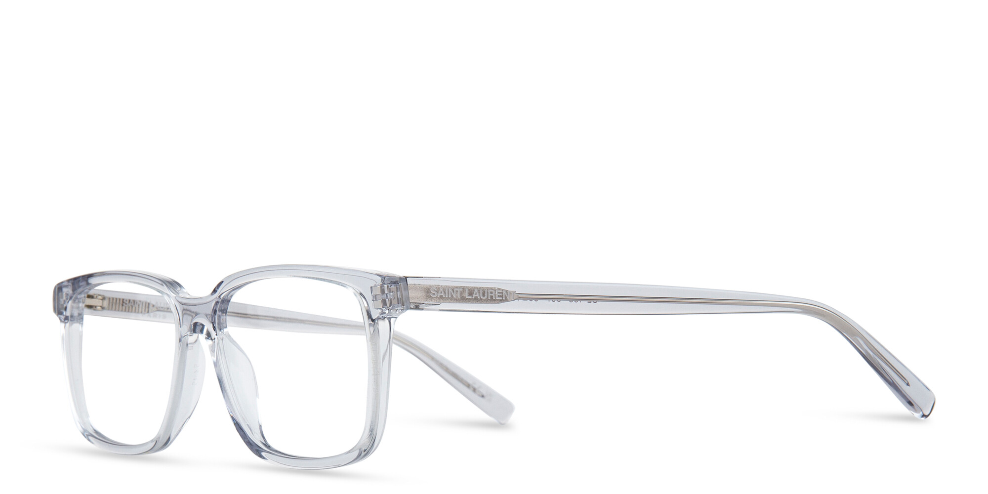 Shop SAINT LAURENT Wide Rectangle Eyeglasses in Grey online.