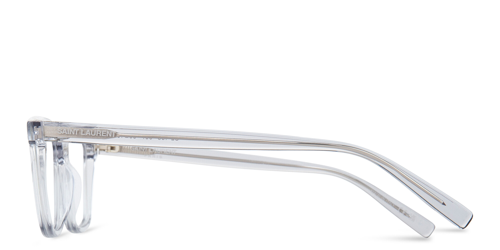 Shop SAINT LAURENT Wide Rectangle Eyeglasses in Grey online.