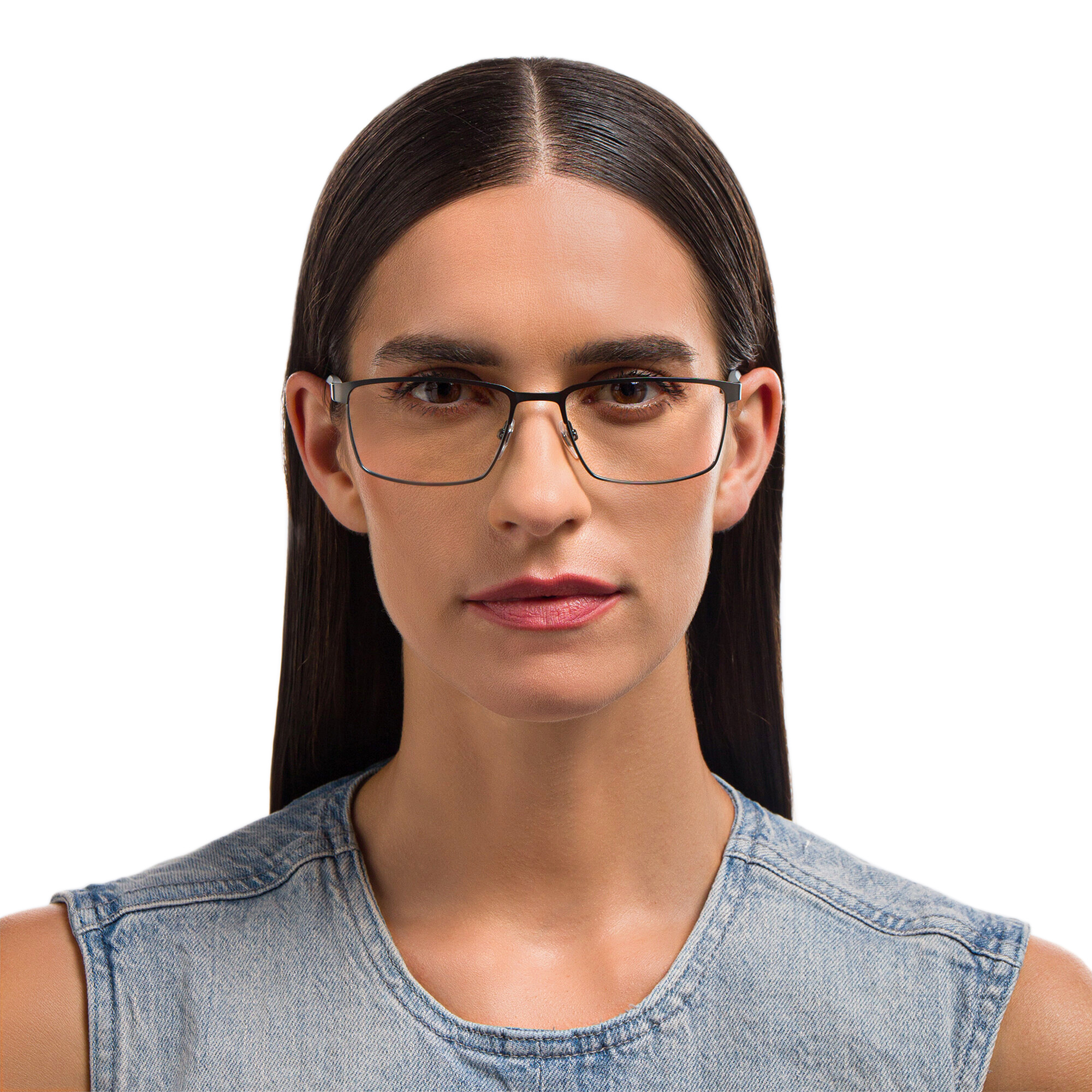 Shop EYE'M Rectangle Eyeglasses in Gunmetal online.