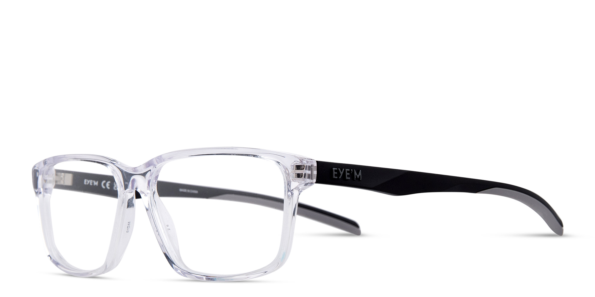 EYE'M Wide Rectangle Eyeglasses in Clear – Product Photo 2