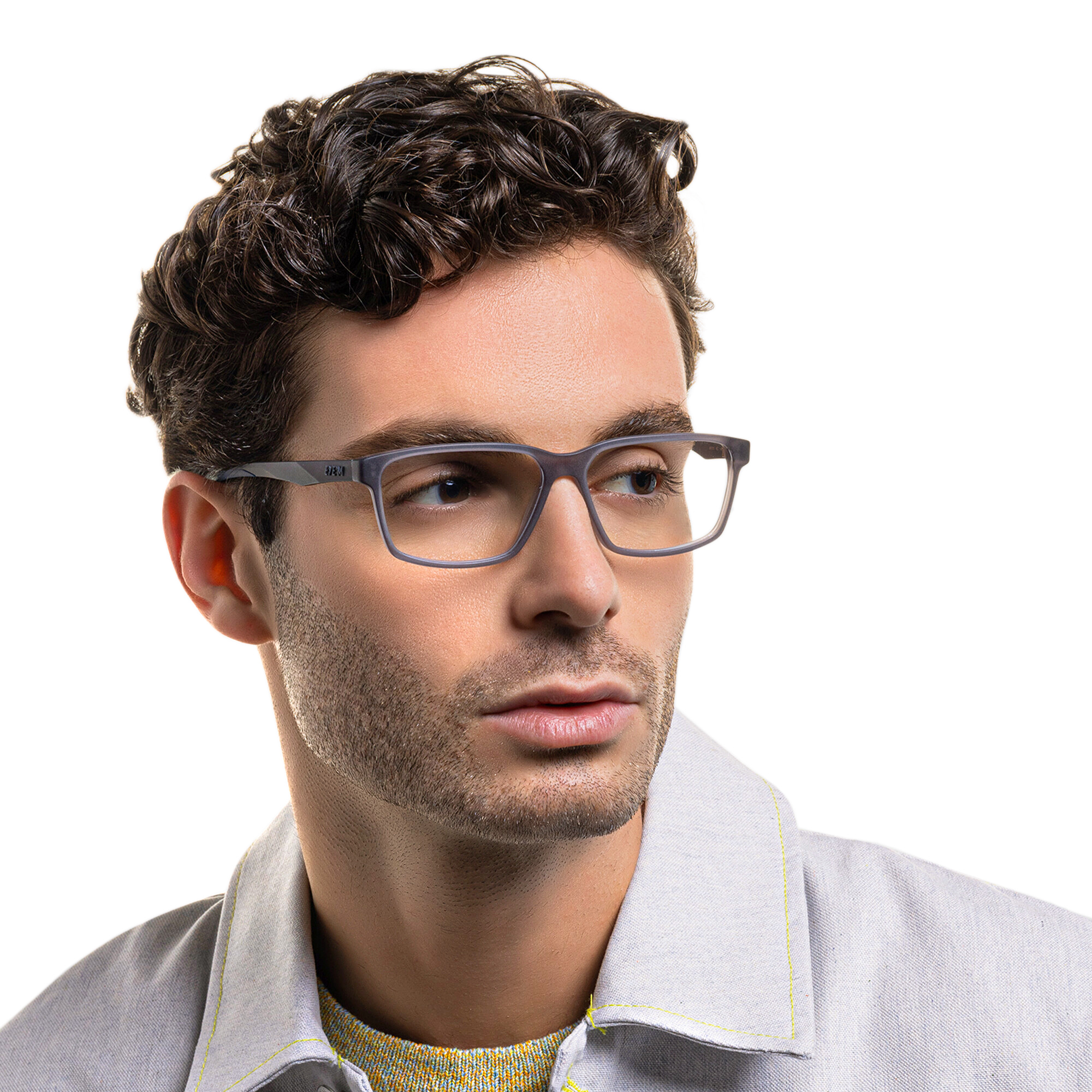 EYE'M Wide Rectangle Eyeglasses in Grey – Product Photo 6