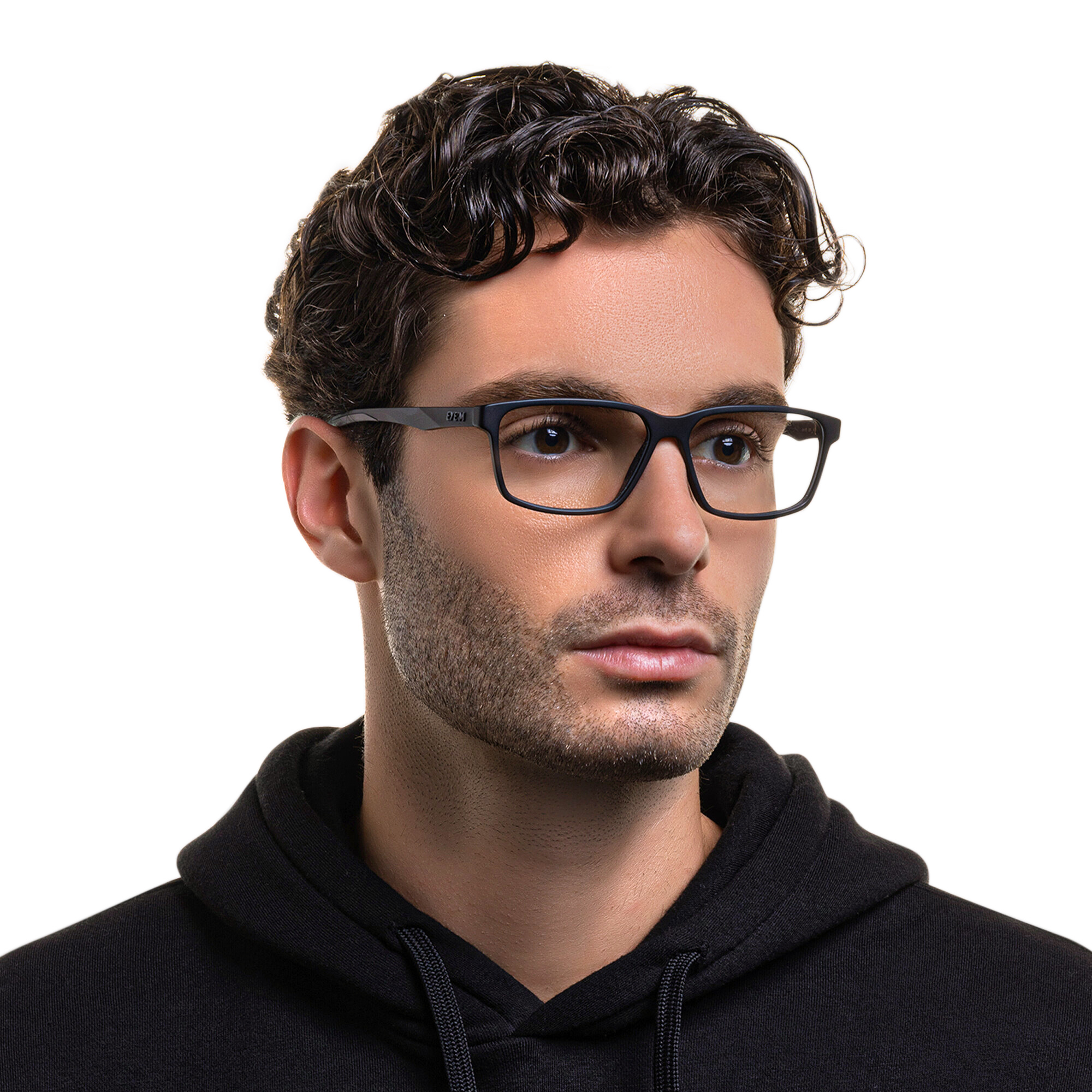 Shop EYE'M Wide Rectangle Eyeglasses in Black online.