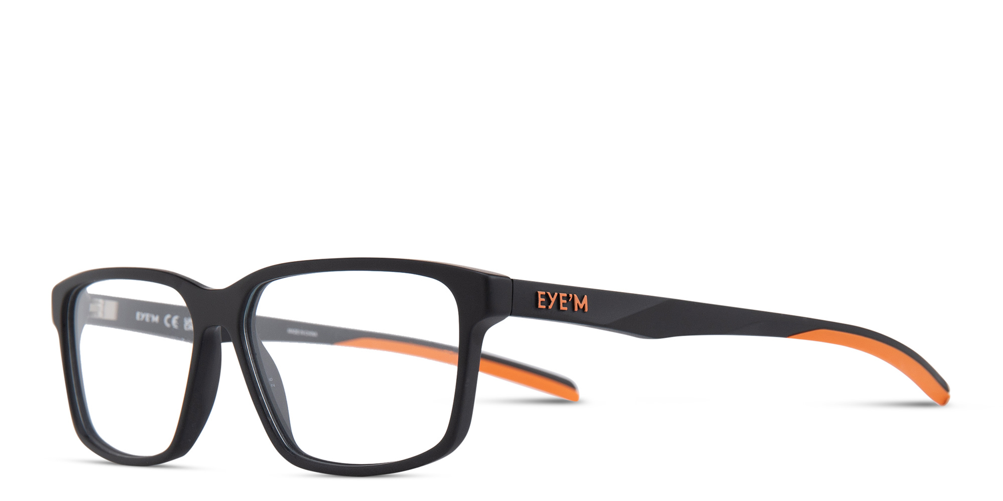 Shop EYE'M Wide Rectangle Eyeglasses in Black & Orange online.