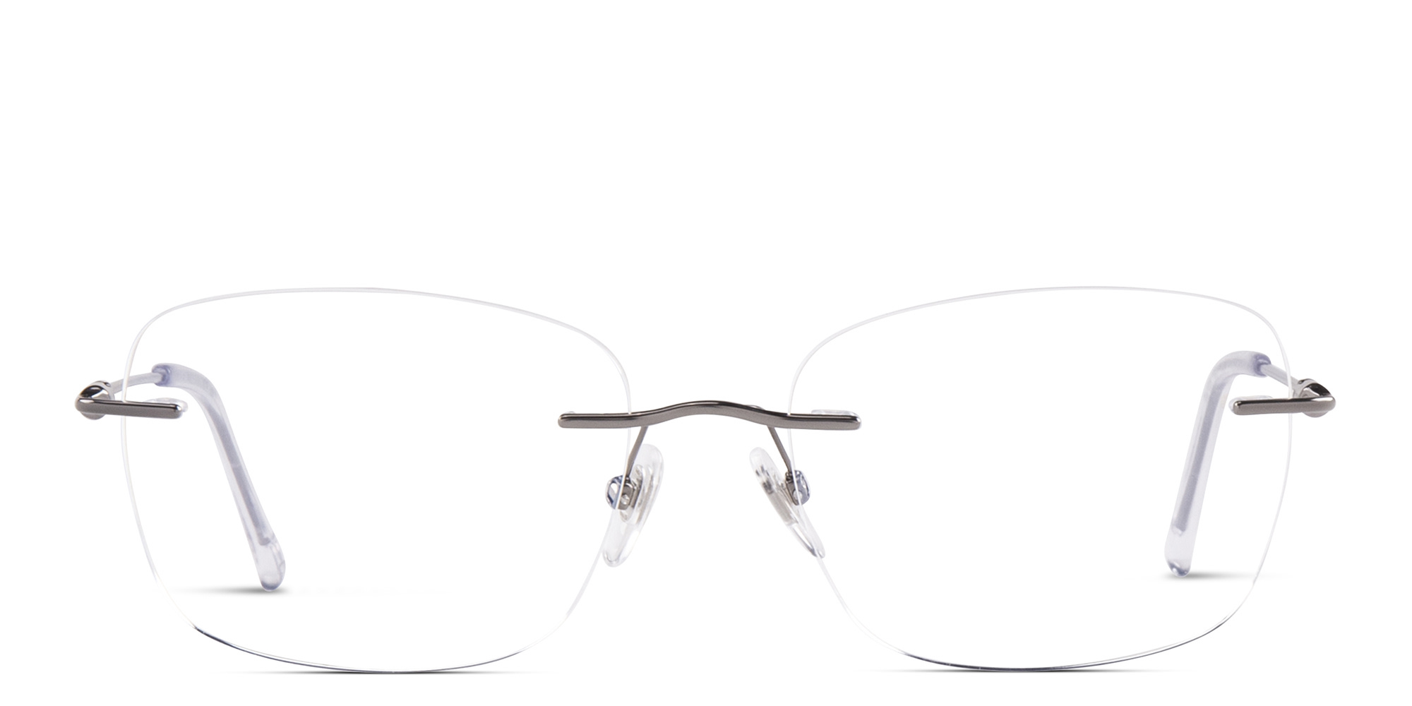 Shop EYE'M Rimless Wide Square Eyeglasses in Silver online.